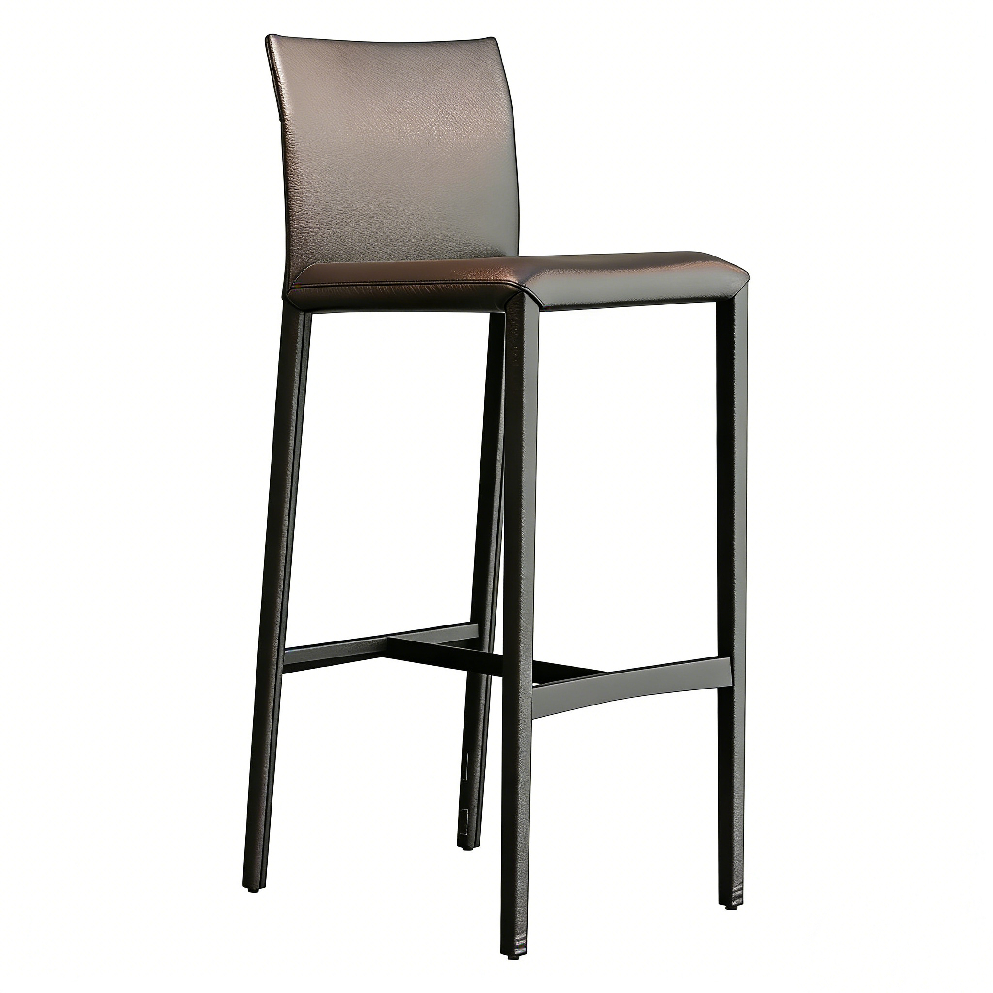 Hotel Bar Stool - Brown Leather Upholstered & Metal Frame | Luxury Modern Hotel Bar Furniture E-1009 1