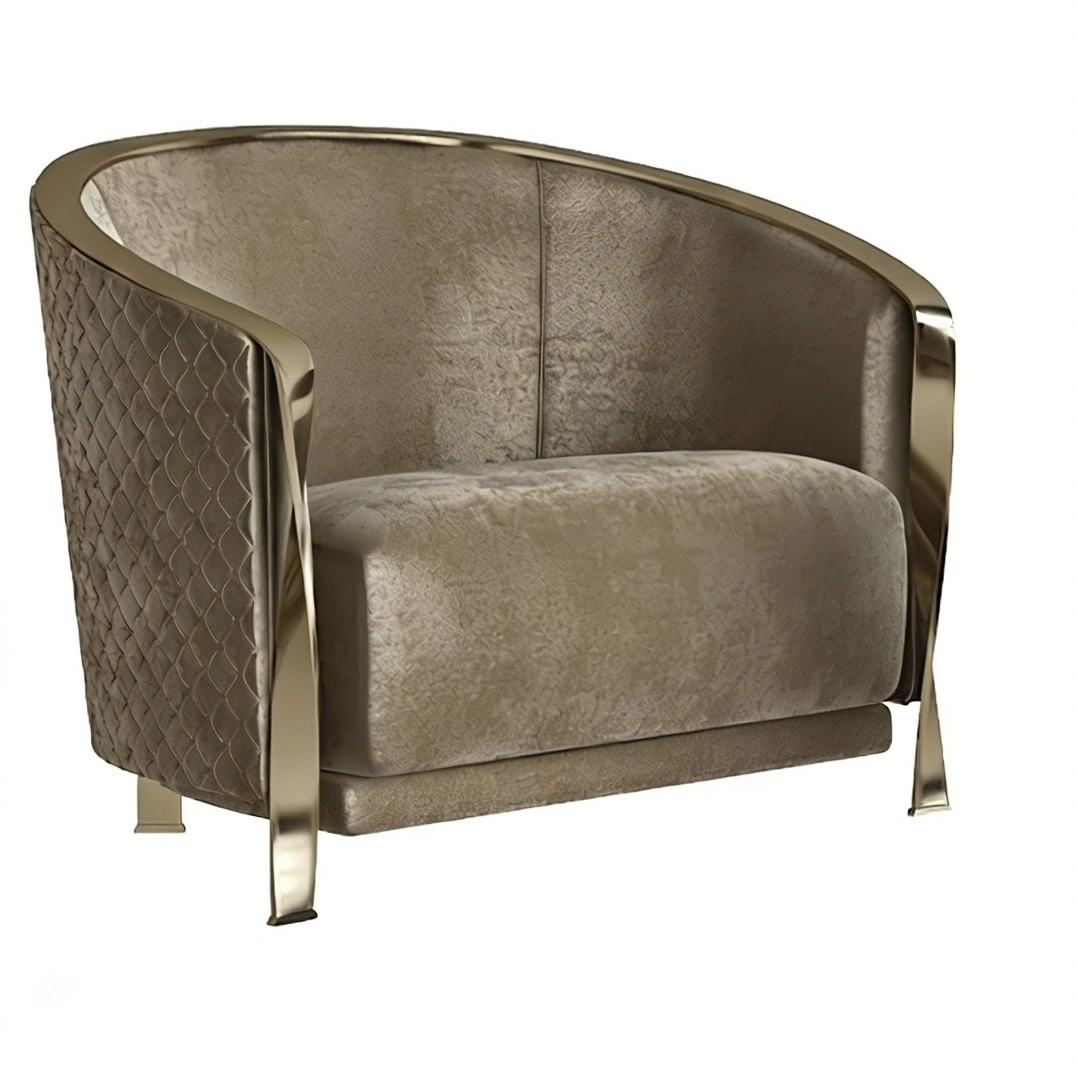 Hotel Luxury Accent Chair - Velvet Upholstery with Metal Frame | Modern Hotel Lobby Furniture L-1012 1