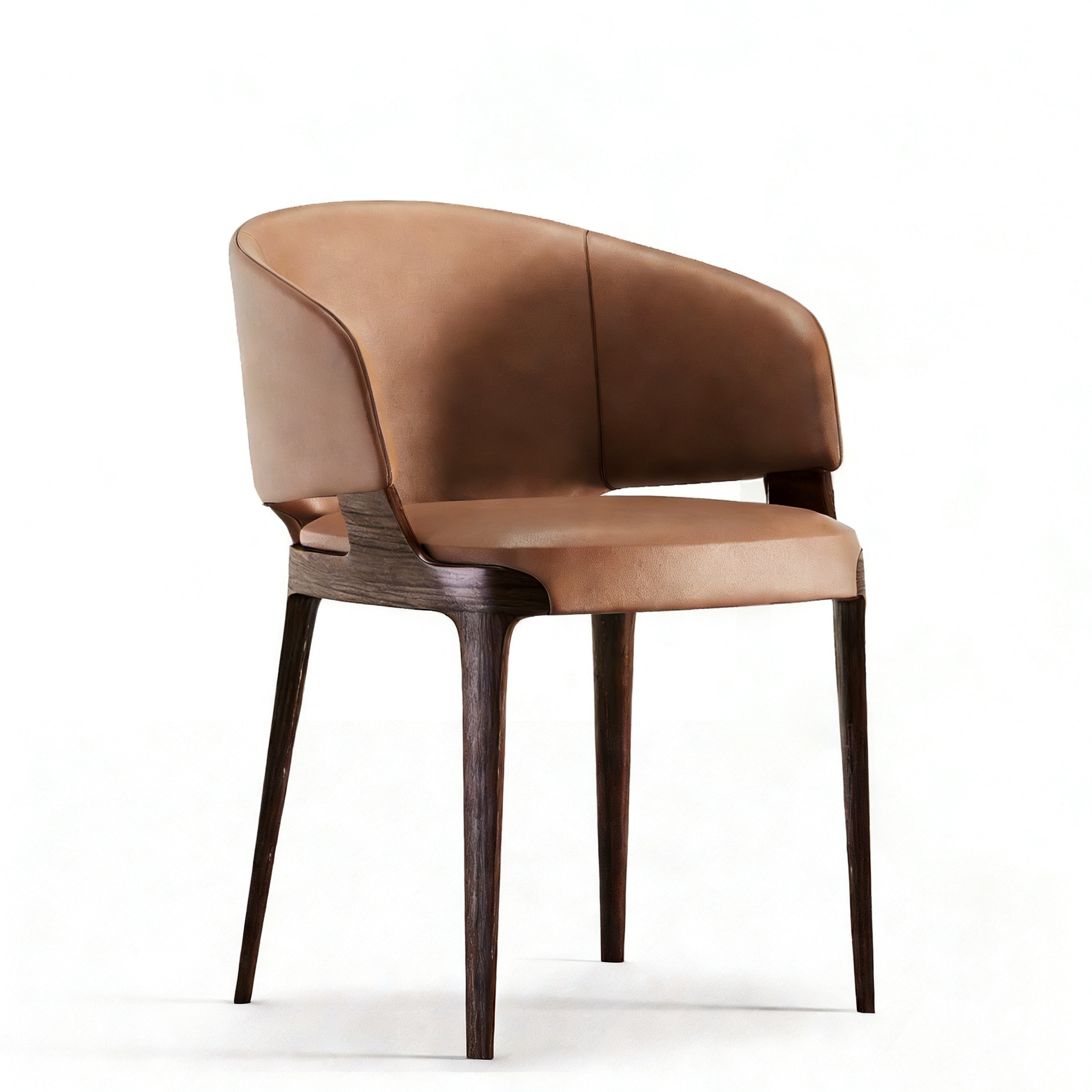 Hotel Dining Chair - Leather Upholstery with Dark Wood Legs | Modern Hotel Restaurant Furniture D-1012 1