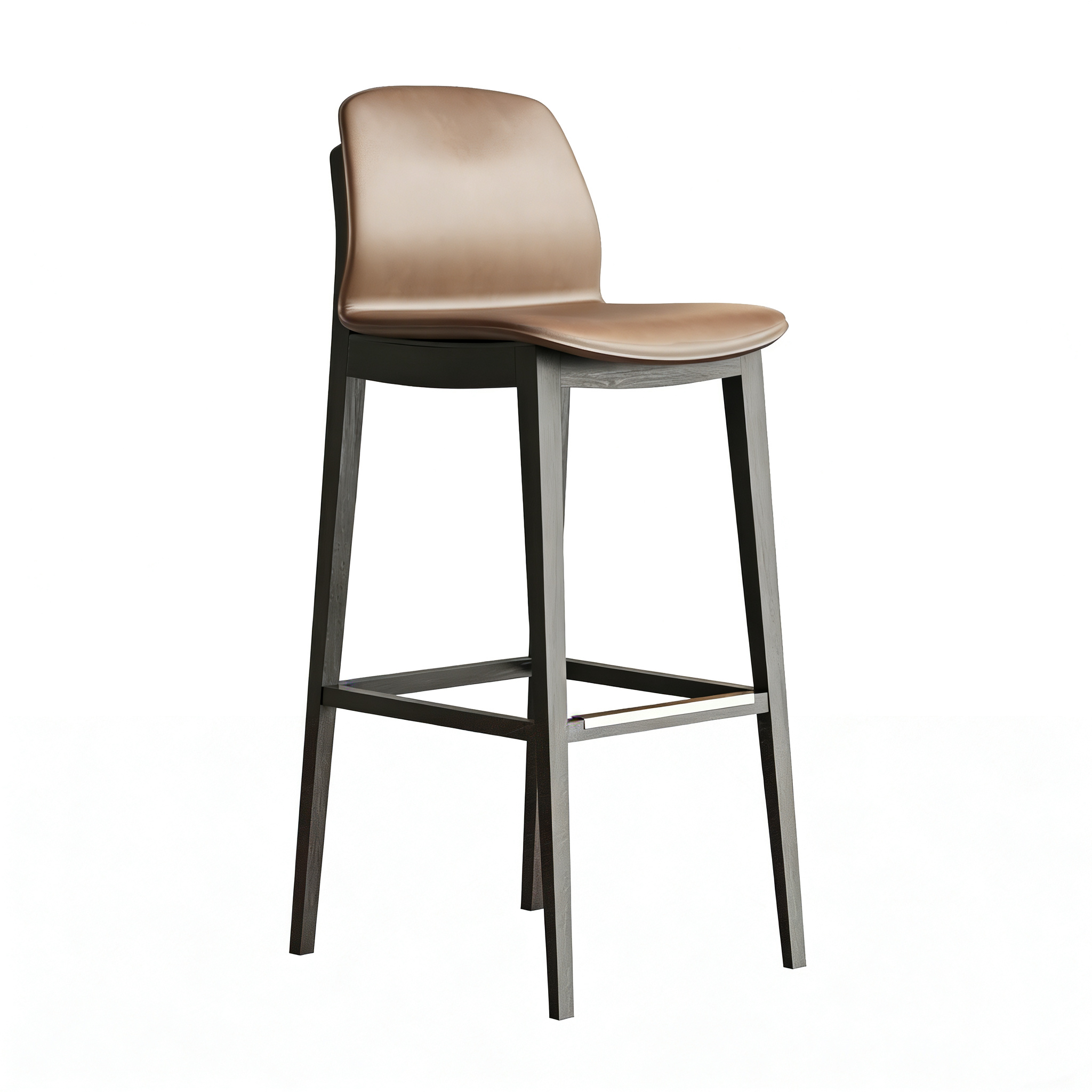 Hotel Bar Stool - Leather Upholstery with Dark Wood Legs | Modern Hotel Bar Furniture E-1011 1