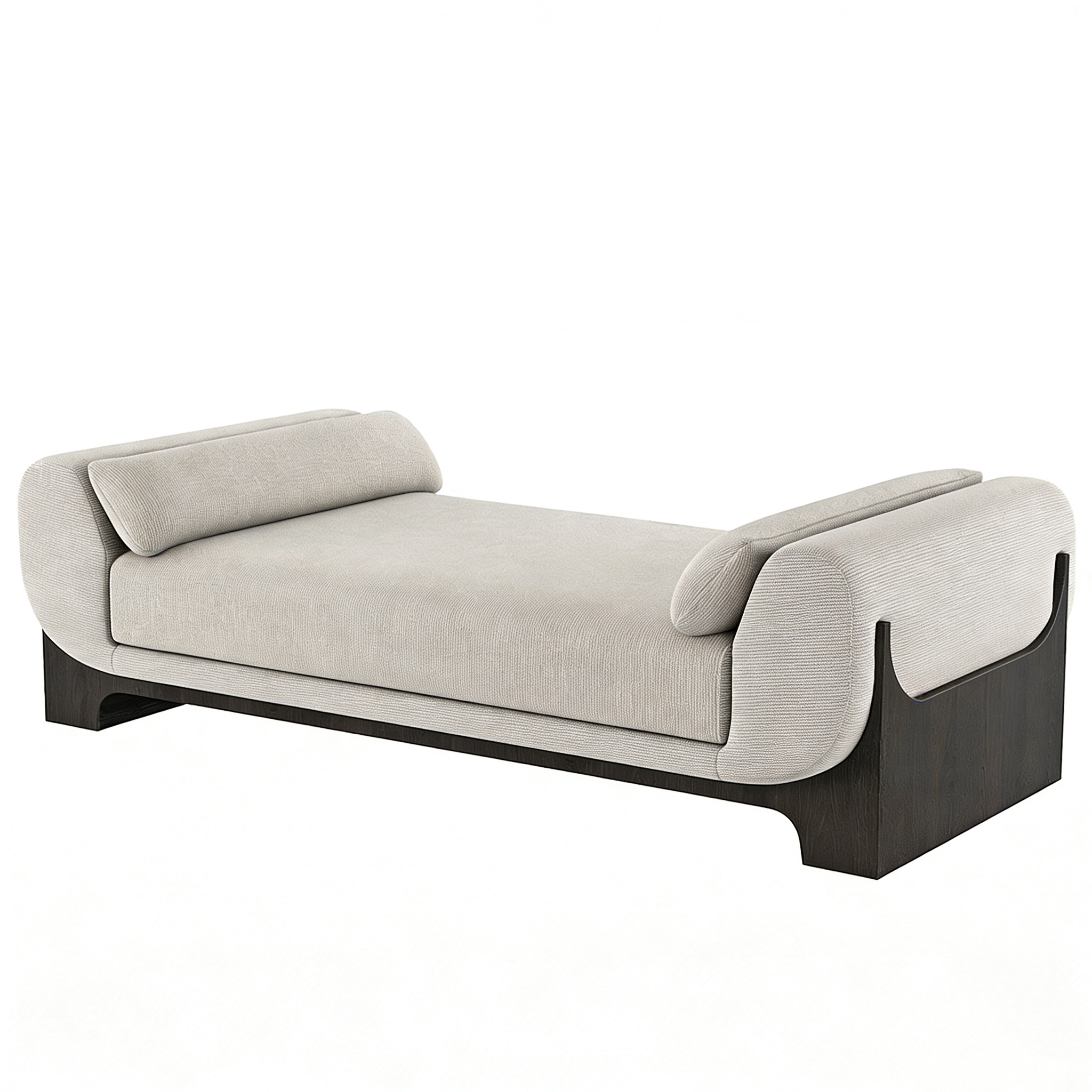 Hotel Bedroom Bench - Fabric Upholstery with Dark Wood Base | Modern Hotel Guest Room Furniture F-1012 1