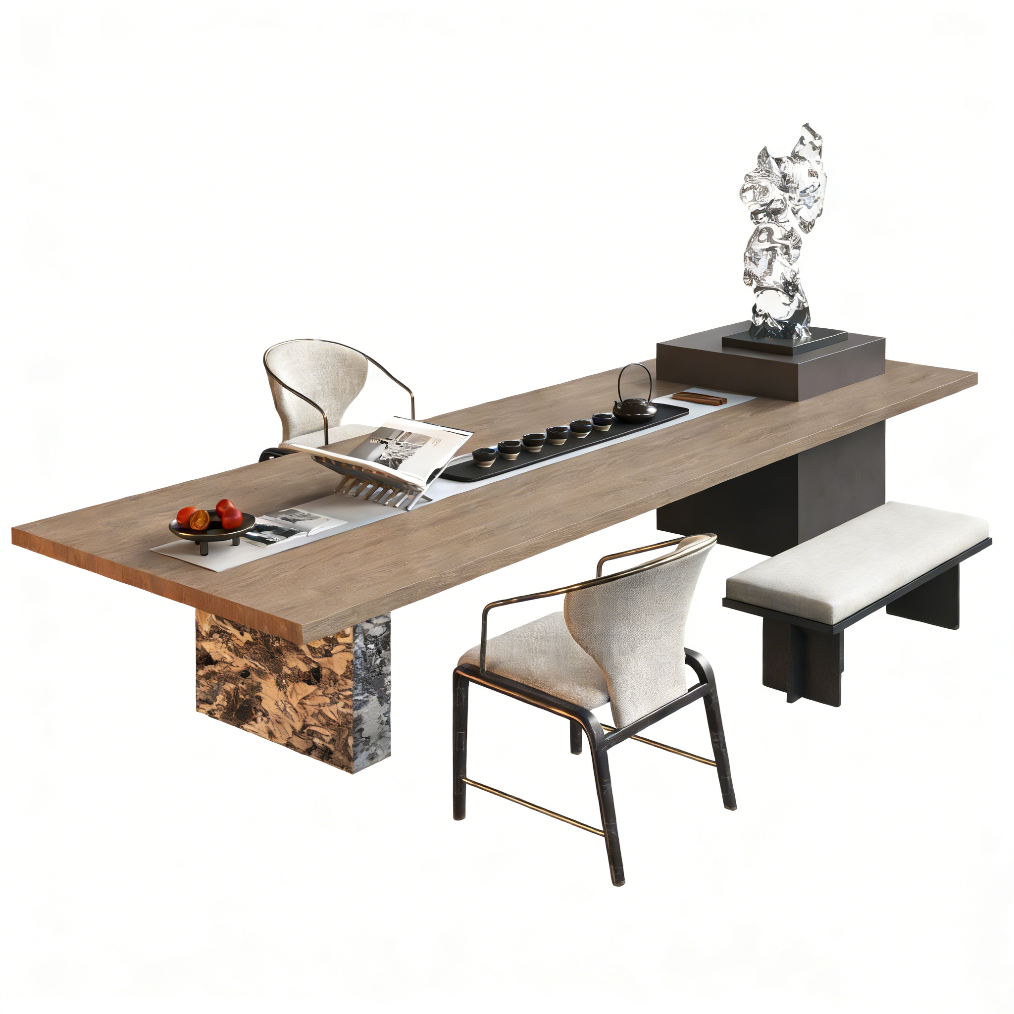 Hotel Tea Table - Wood Top with Stone Base | Modern Hotel Lobby ...