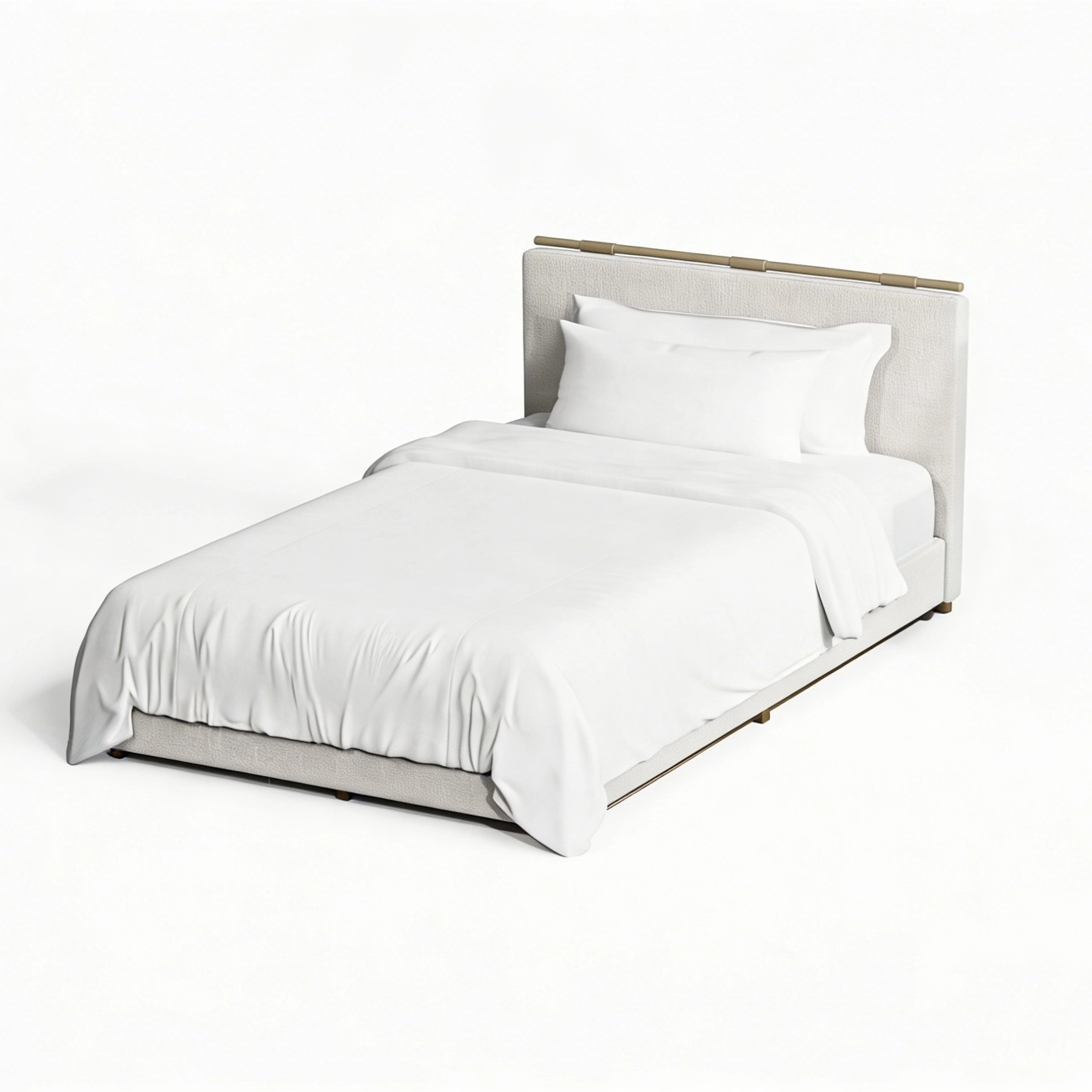 Hotel Guest Room Bed - Fabric Upholstery with Accent Trim | Modern Hotel Bedroom Furniture B-1015 1