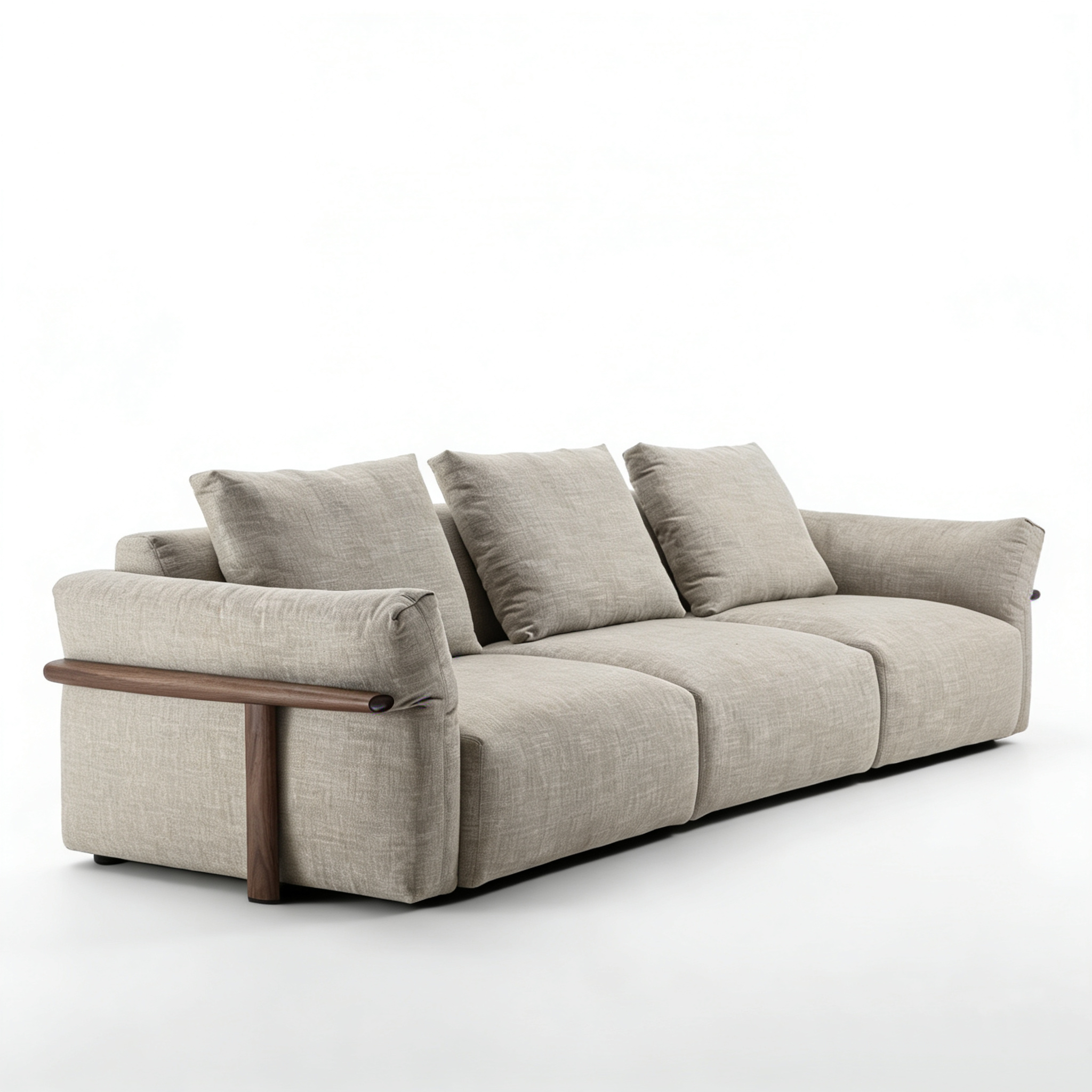 Hotel 3-Seater Sofa - Fabric Upholstery with Wood Accents | Modern Hotel Lounge Furniture S-1015 1