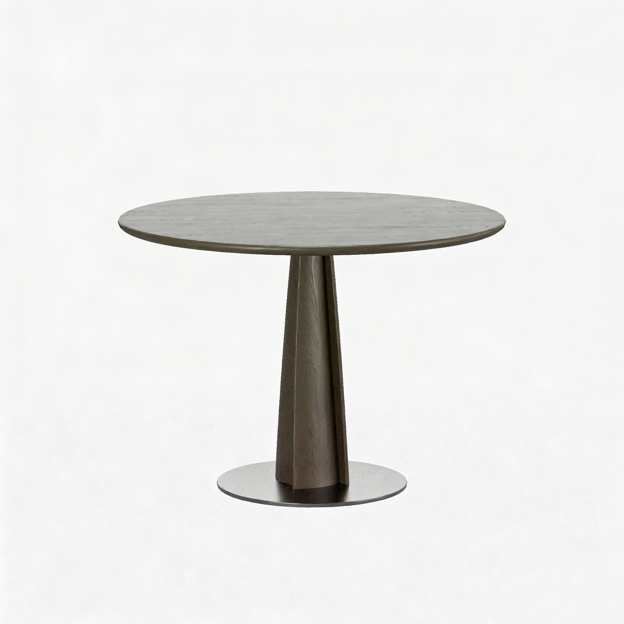 Hotel Round Dining Table - Dark Wood Pedestal with Metal Base | Modern Hotel Restaurant Furniture T-1013 1