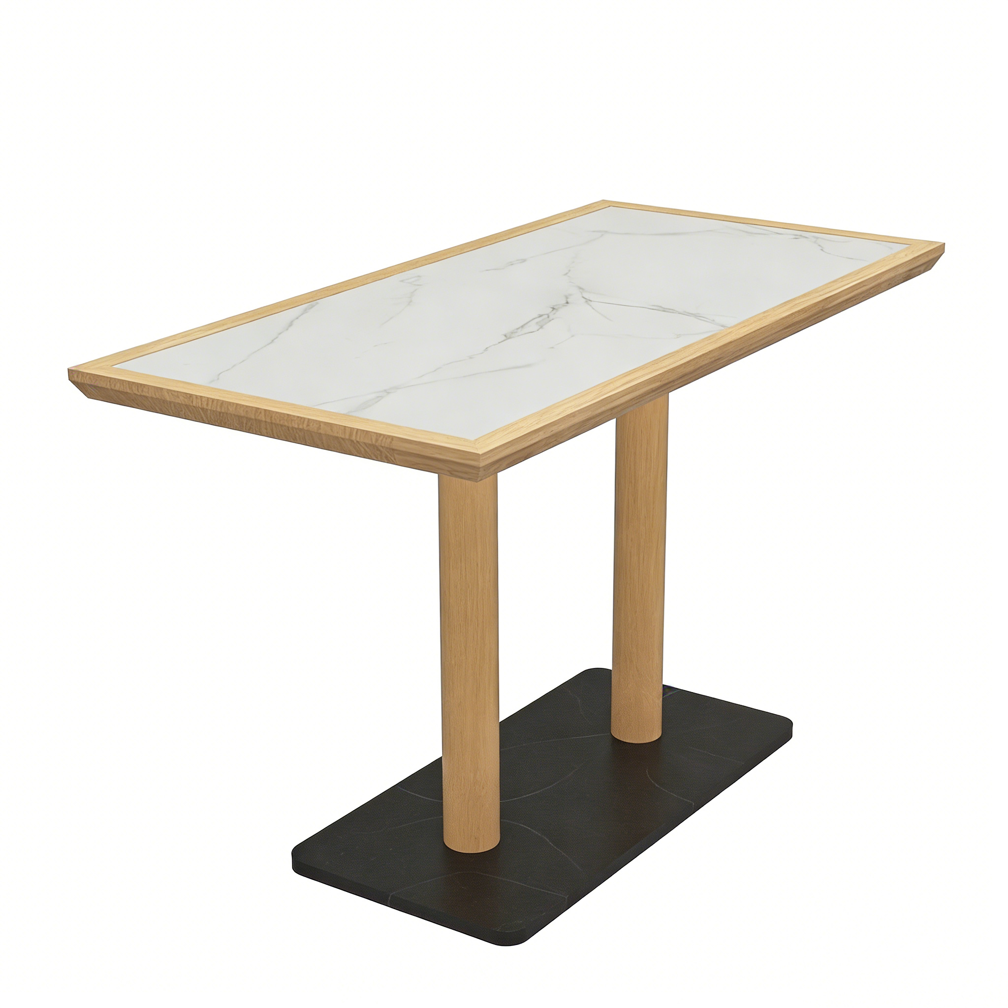 Hotel Rectangular Dining Table - Marble Top with Wood Legs | Modern Hotel Restaurant Furniture T-1014 1