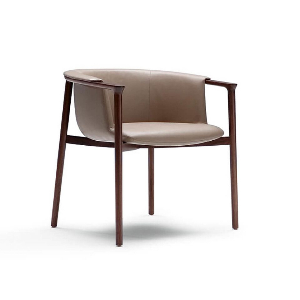 Hotel Dining Chair - Leather Upholstery with Walnut Wood Frame | Modern Hotel Restaurant Furniture D-1014 1
