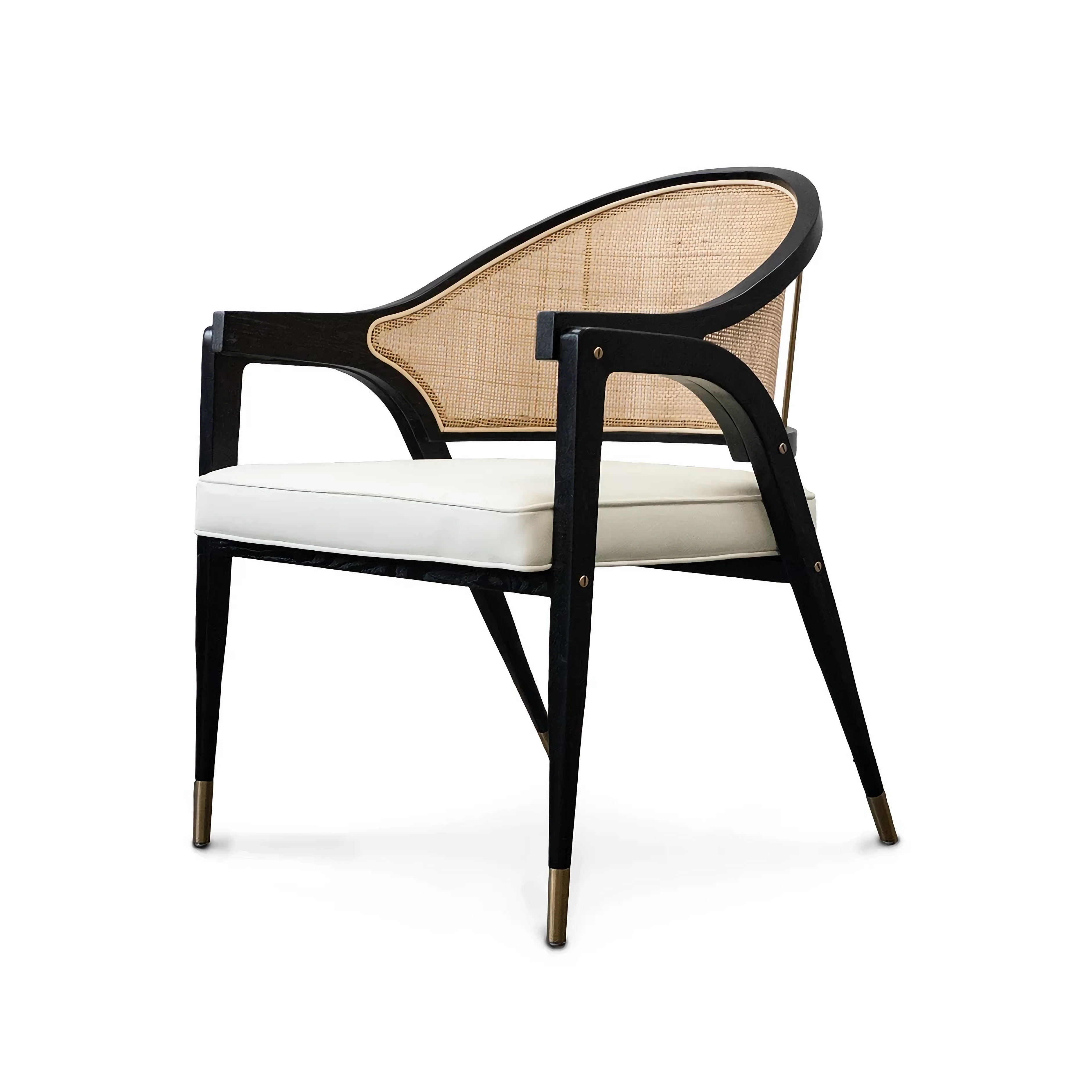 Hotel Dining Chair - Rattan Back with Dark Wood Frame | Modern Hotel Restaurant Furniture D-1015 1