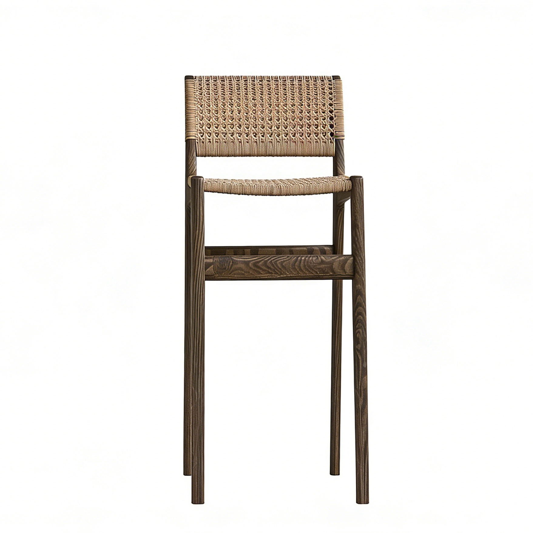 Hotel Bar Chair - Rattan Woven Seat & Back with Dark Wood Frame | Modern Hotel Lounge Furniture E-1013 1