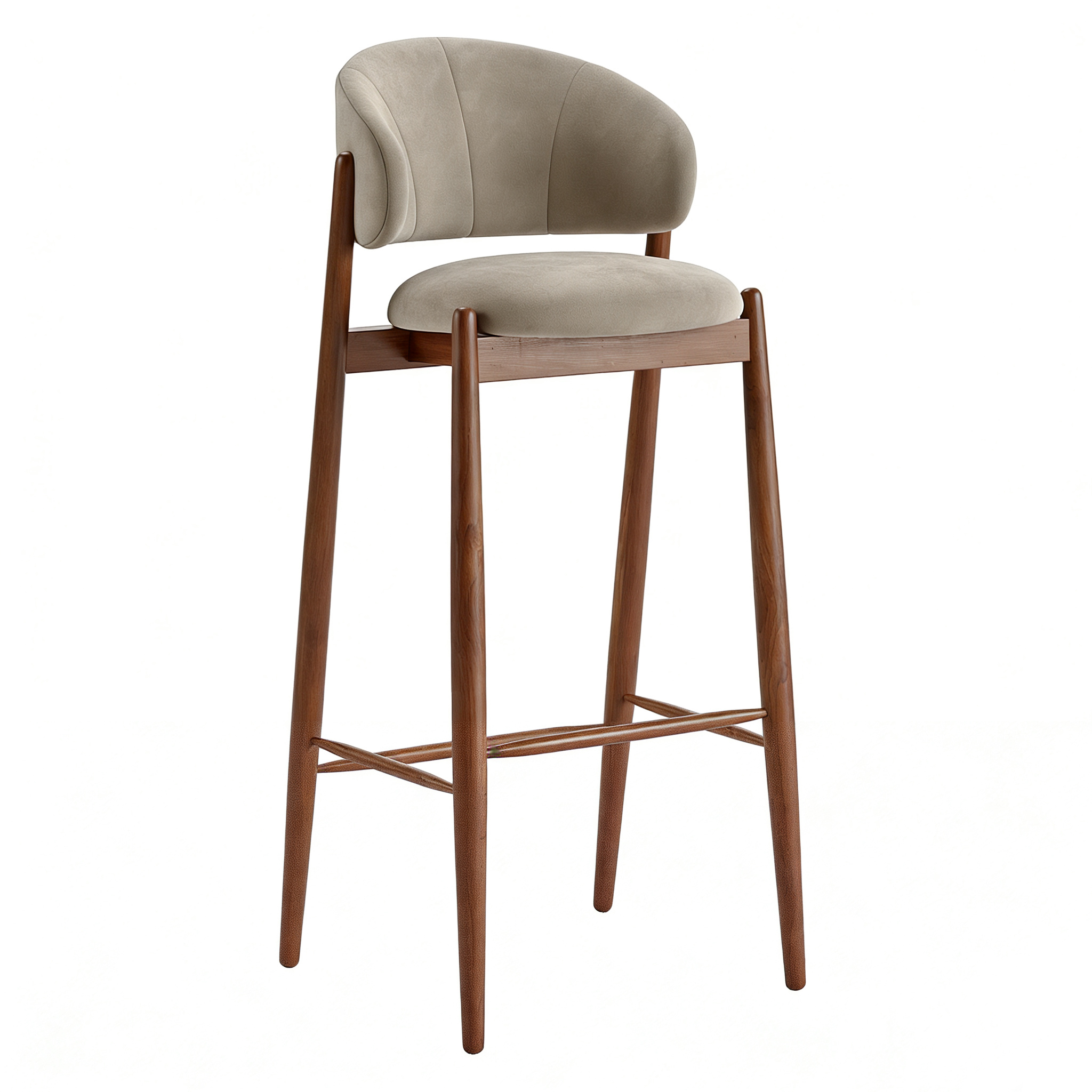 Hotel Bar Chair - Velvet Upholstery with Walnut Wood Frame | Modern Hotel Lounge Furniture E-1015 1