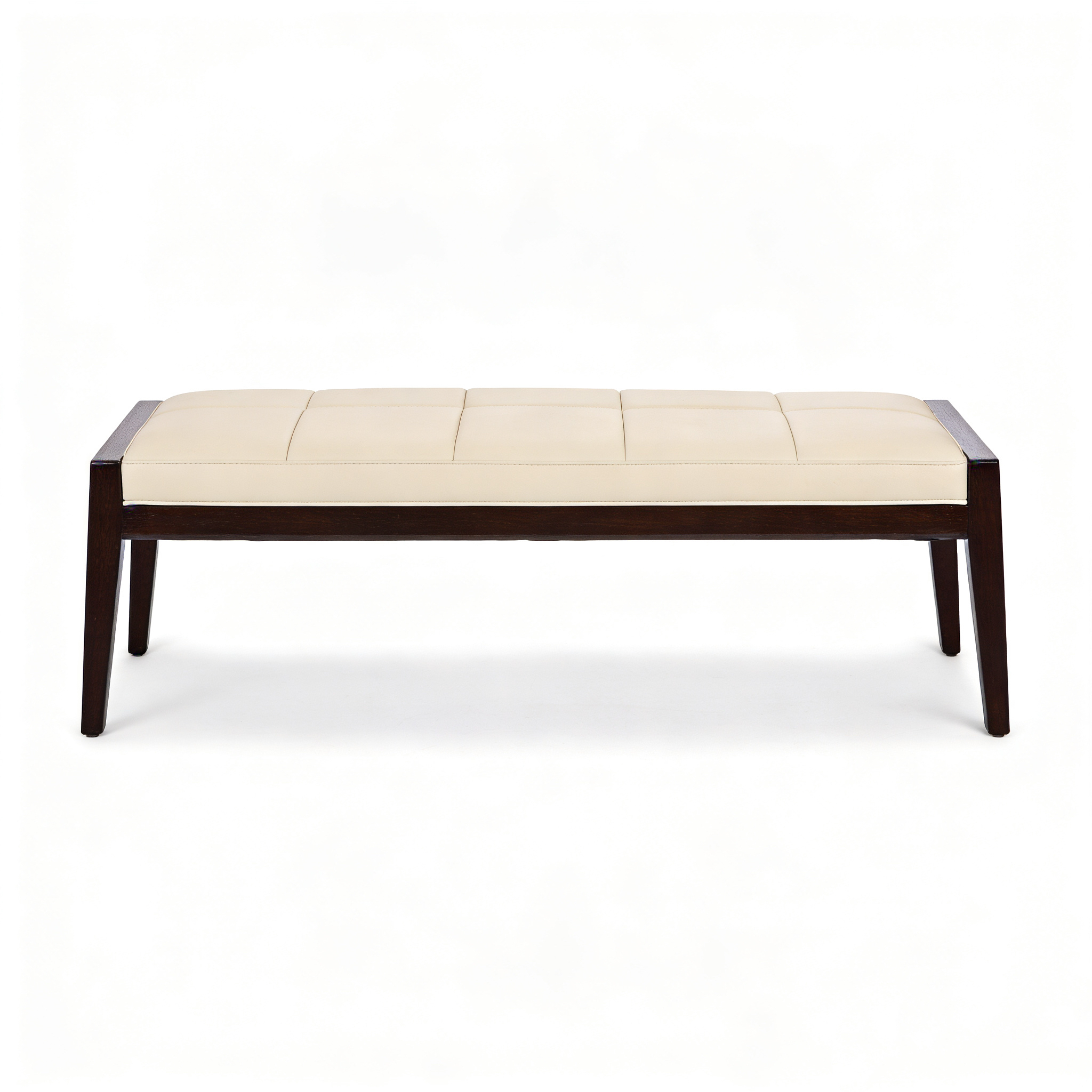 Hotel Bed-end Bench - Leather Upholstery with Dark Wood Frame | Modern Hotel Guest Room Furniture F-1013 1