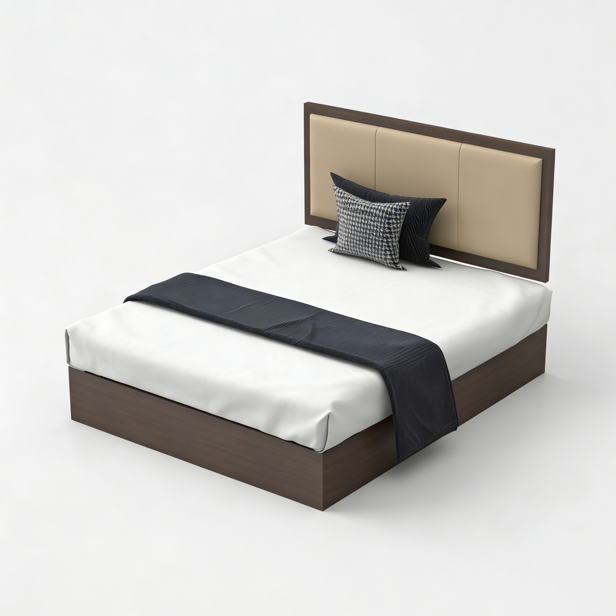 Hotel Queen Bed - Wood Frame with Upholstered Headboard | Modern Hotel Guest Room Bedroom Furniture B-1018 1