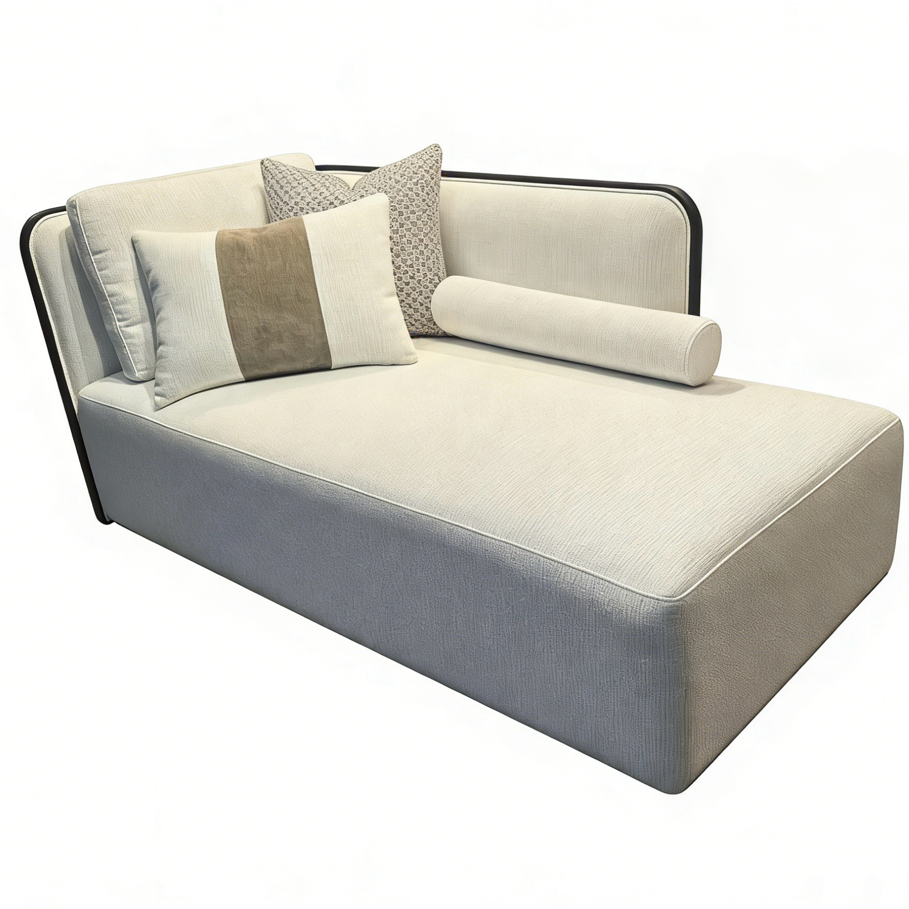 Hotel Chaise Lounge Sofa - Fabric Upholstery with Black Metal Frame | Modern Hotel Guest Room Leisure Furniture S-1018 1