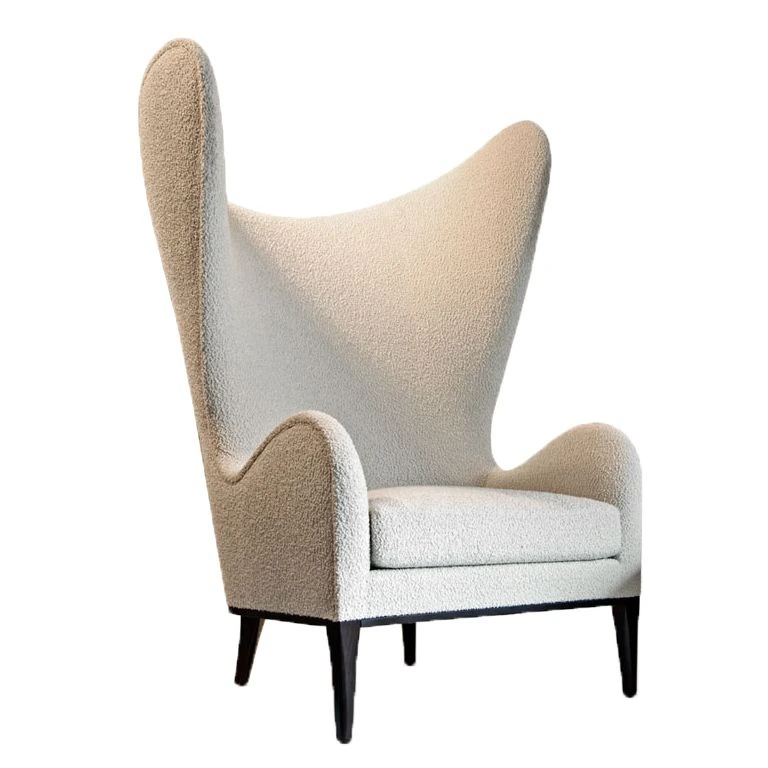 Hotel Wingback Lounge Chair - Boucle Upholstery with Wood Legs | Modern Hotel Lounge Seating Furniture L-1017 1