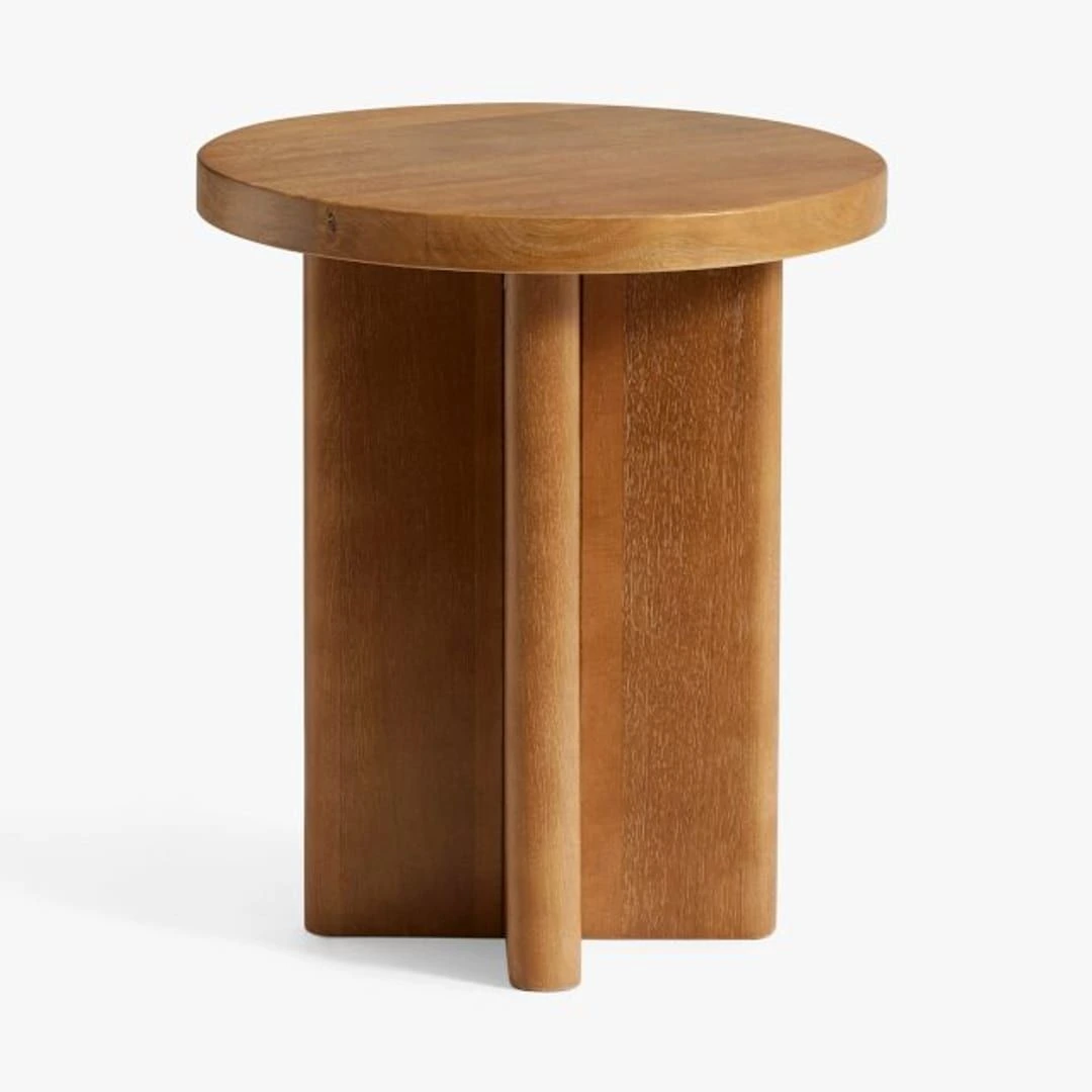 Hotel Round Coffee Table - Solid Wood Top with Geometric Base | Modern Hotel Lounge Living Room Furniture C-1016 1