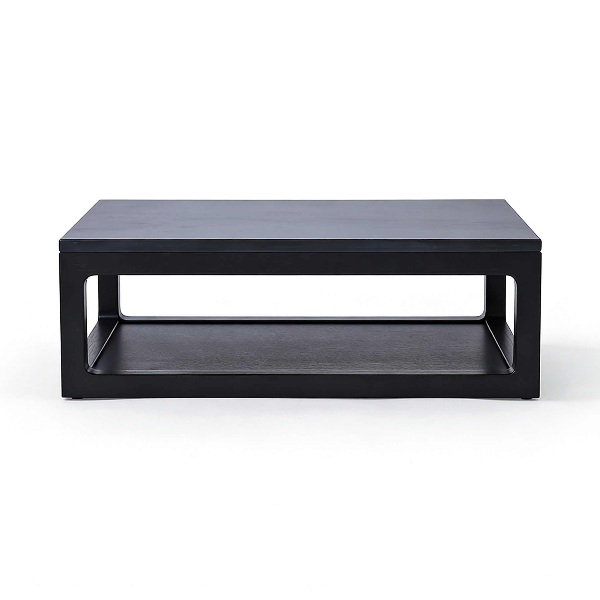 Hotel Coffee Table - Double Layer Black Frame with Open Shelf | Modern Hotel Living Room Lounge Furniture C-1017 1