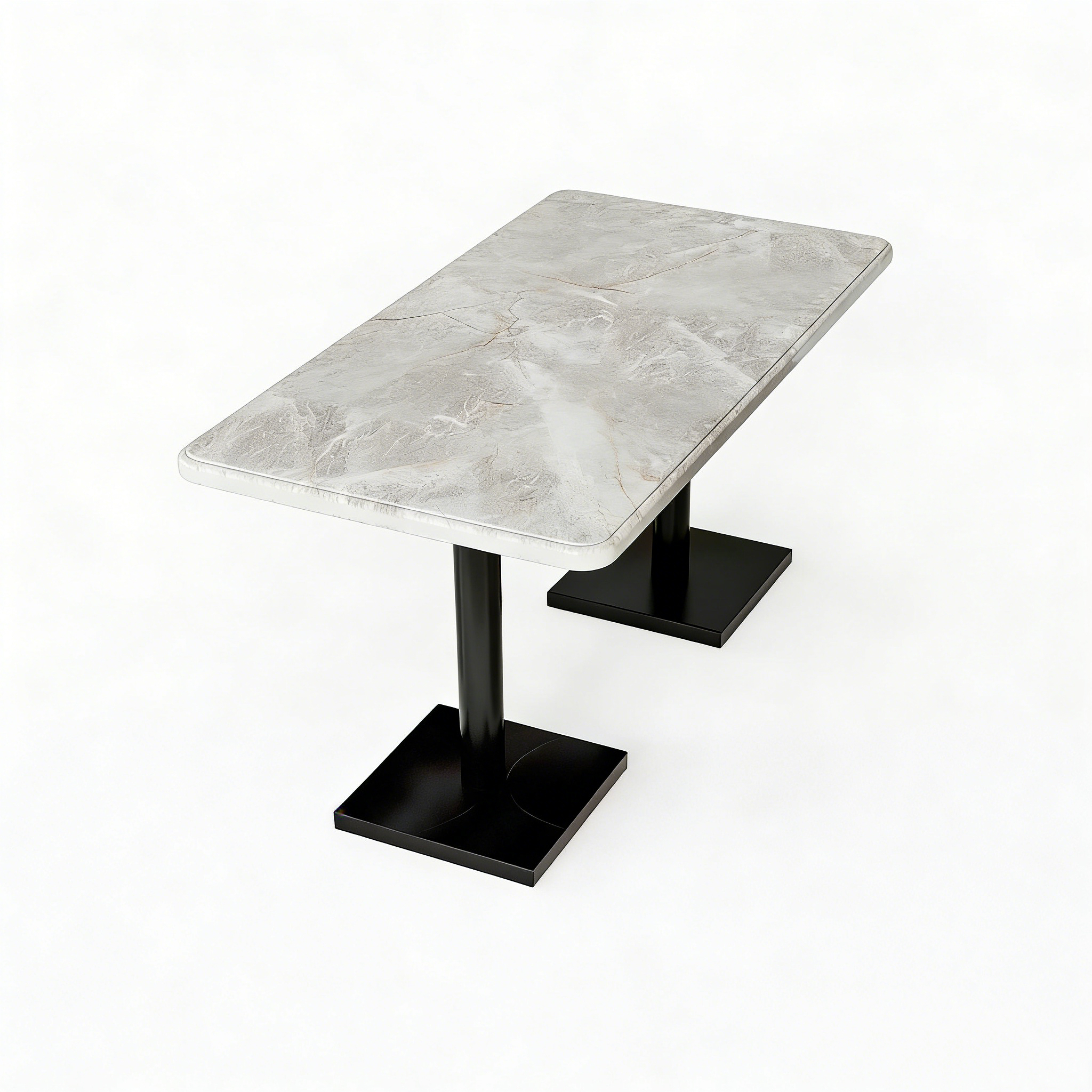Hotel Rectangular Dining Table - Marble Top with Black Metal Base | Modern Restaurant & Cafe Furniture T-1018 1