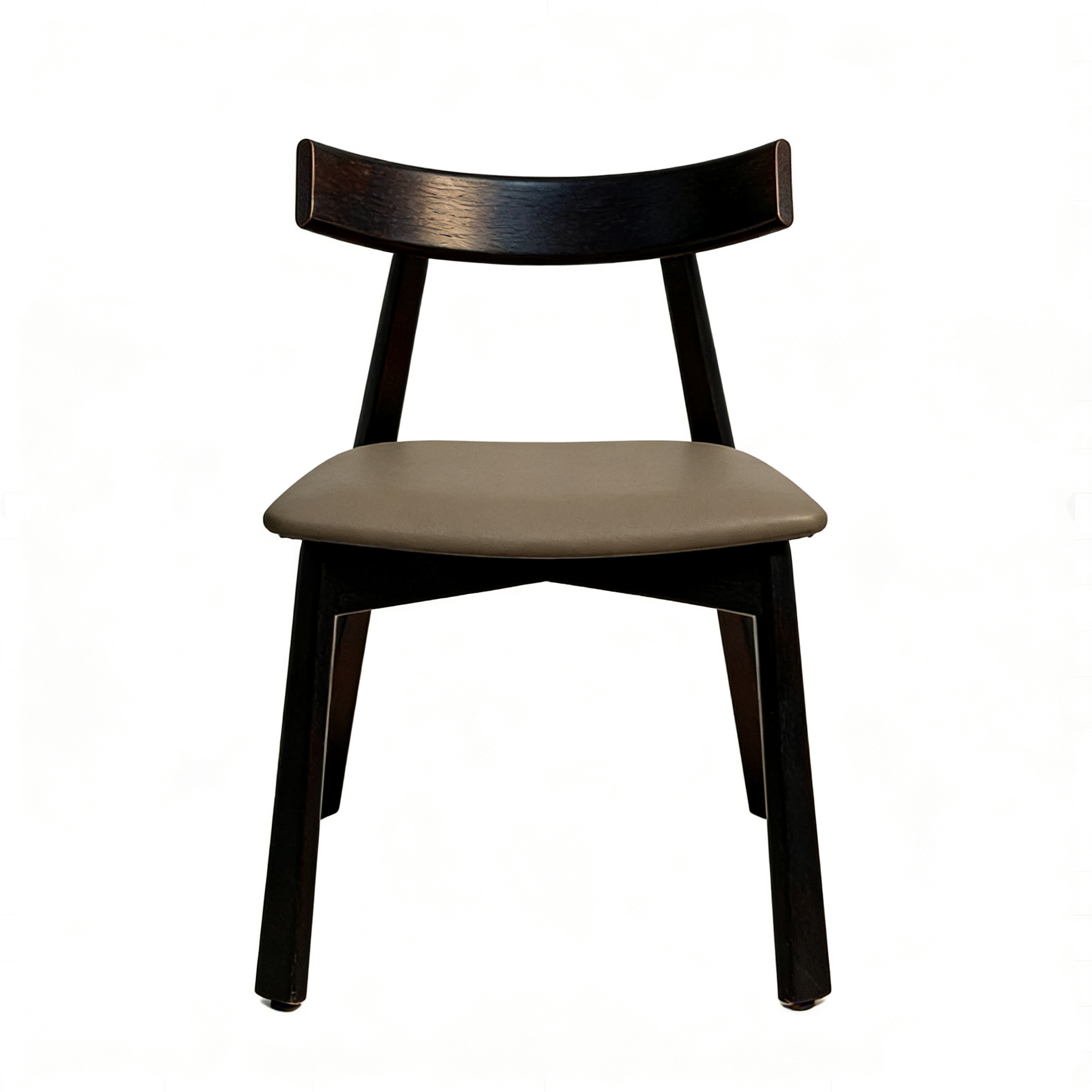 Hotel Dining Chair - Dark Wood Frame with Leather Seat | Modern Restaurant & Cafe Seating Furniture D-1017 1