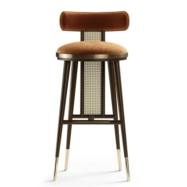 Hotel Bar Stool - Velvet Upholstery with Metal Frame | Modern Restaurant & Lounge Seating Furniture E-1016 1