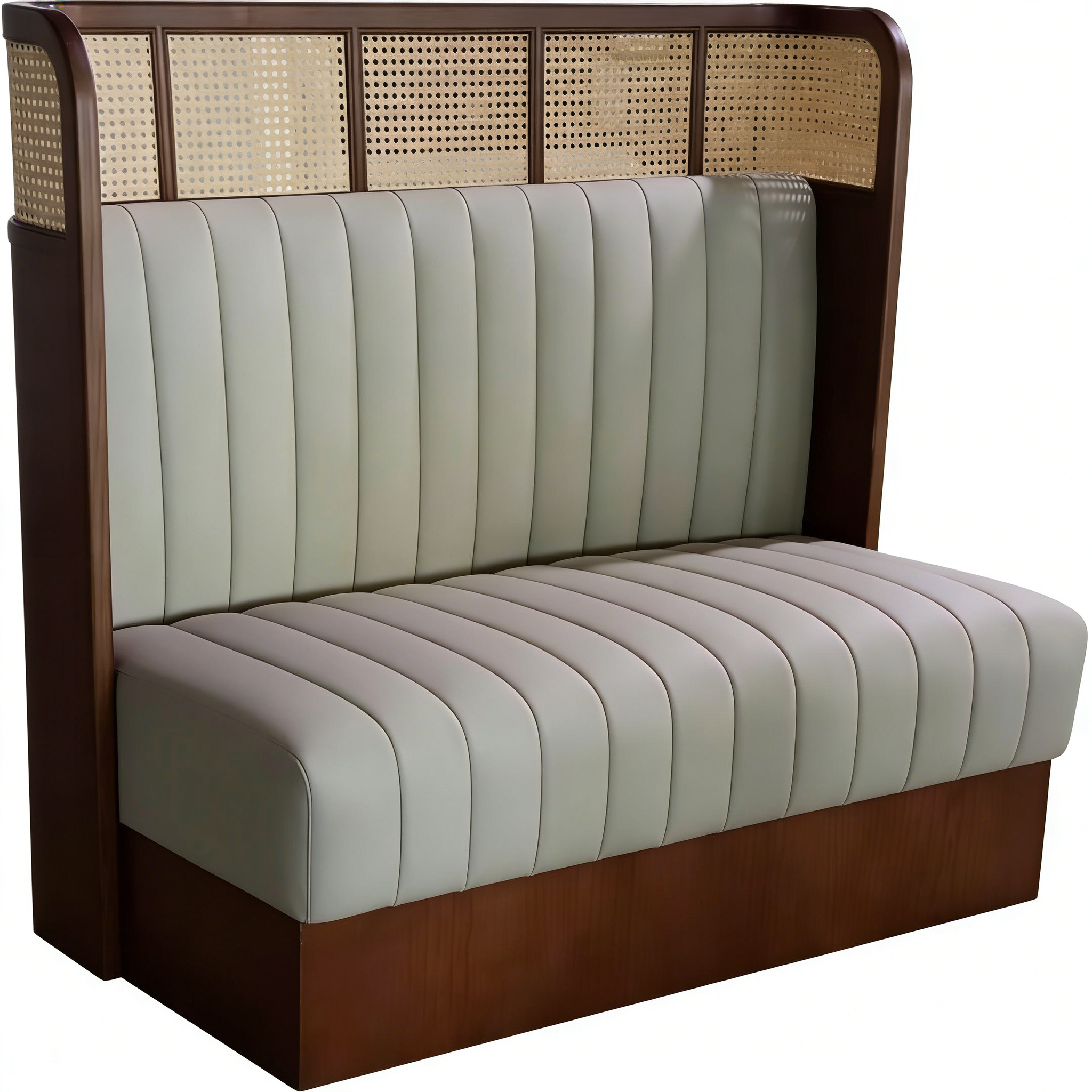 Hotel Booth Sofa - Rattan Back with Leather Upholstery | Modern Restaurant & Lounge Furniture O-1016 1