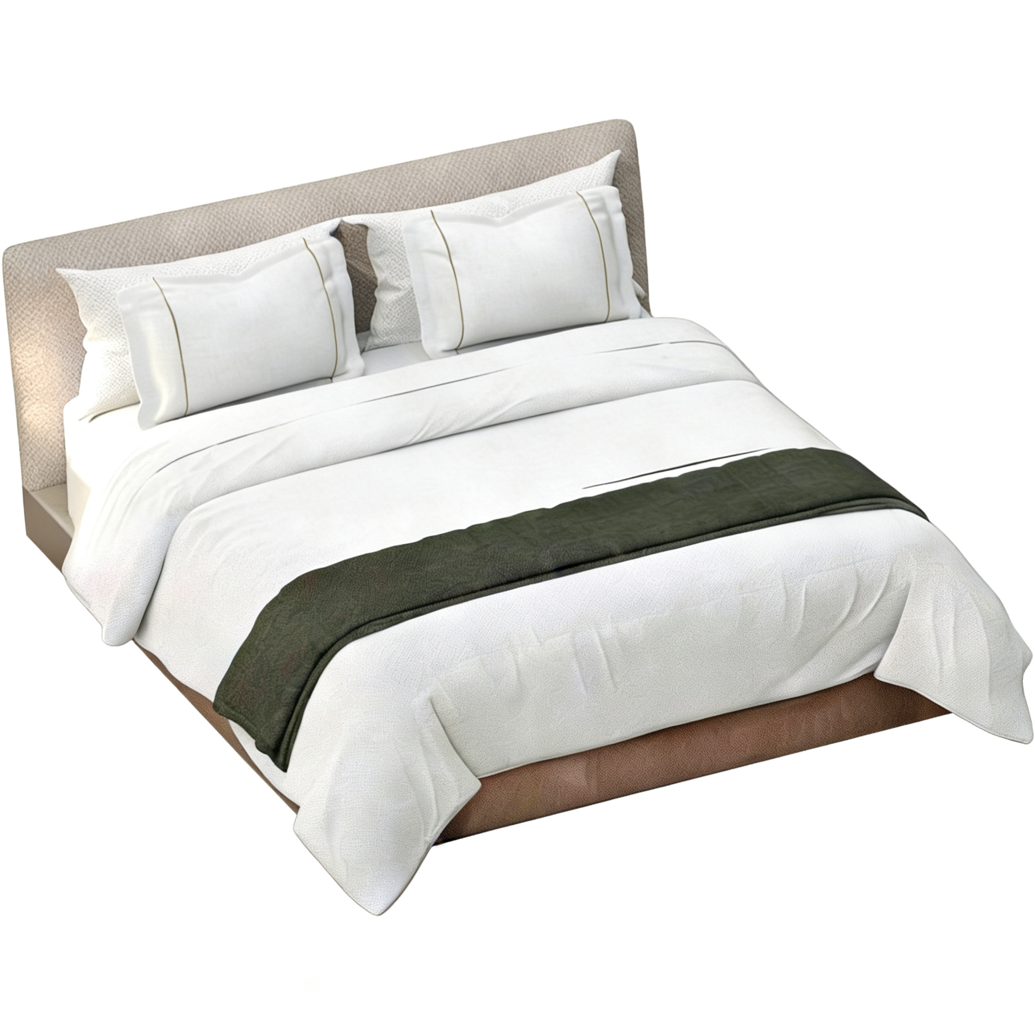 Hotel Queen Bed - Upholstered Platform Bed with Headboard | Modern Guest Room Bedroom Furniture B-1021 1