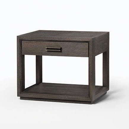 Hotel Bedside Table - Dark Wood Finish with Drawer & Open Shelf | Modern Bedroom Guest Room Furniture A-1019 1