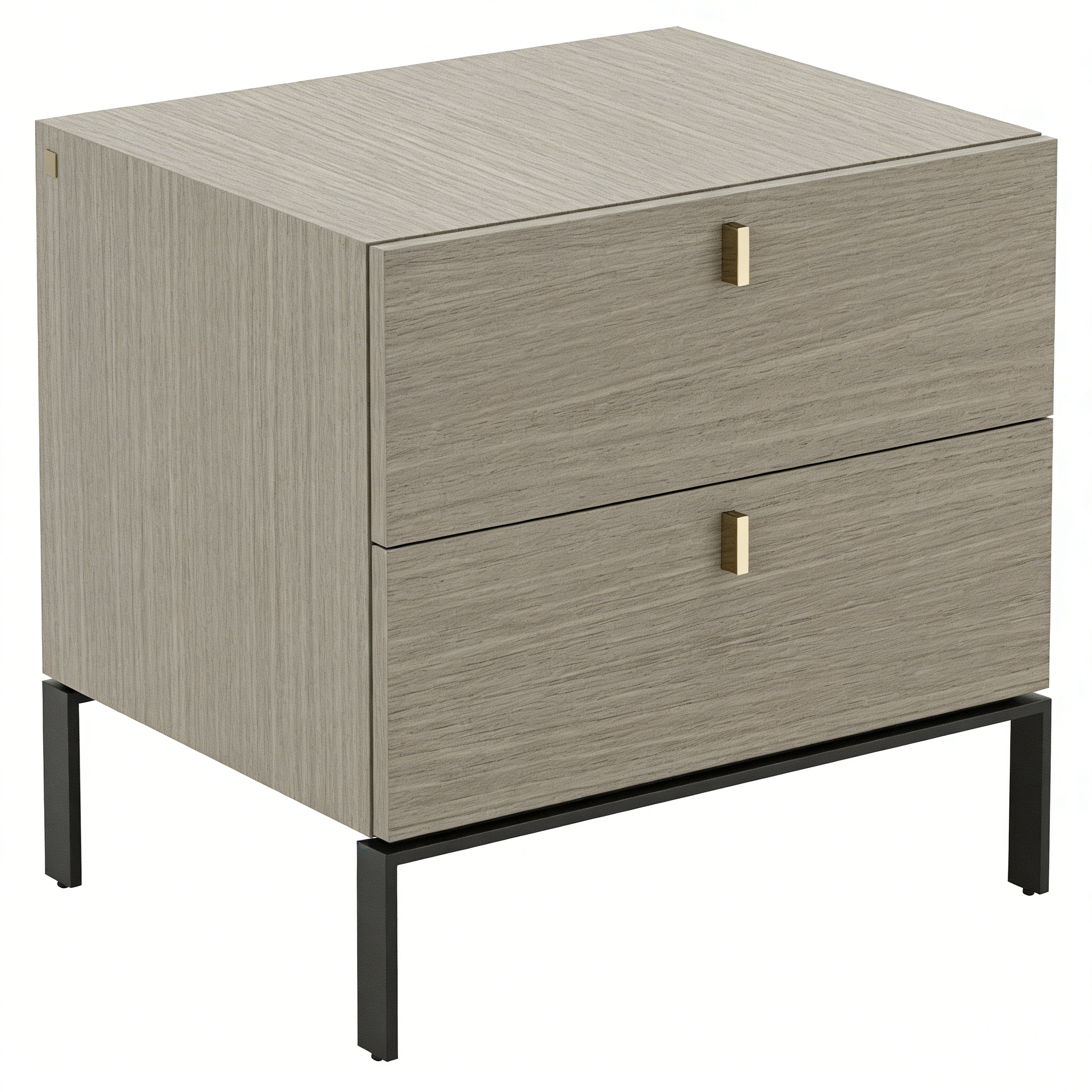 Hotel Bedside Table - Light Wood with 2 Drawers & Metal Base | Modern Bedroom Guest Room Furniture A-1021 1