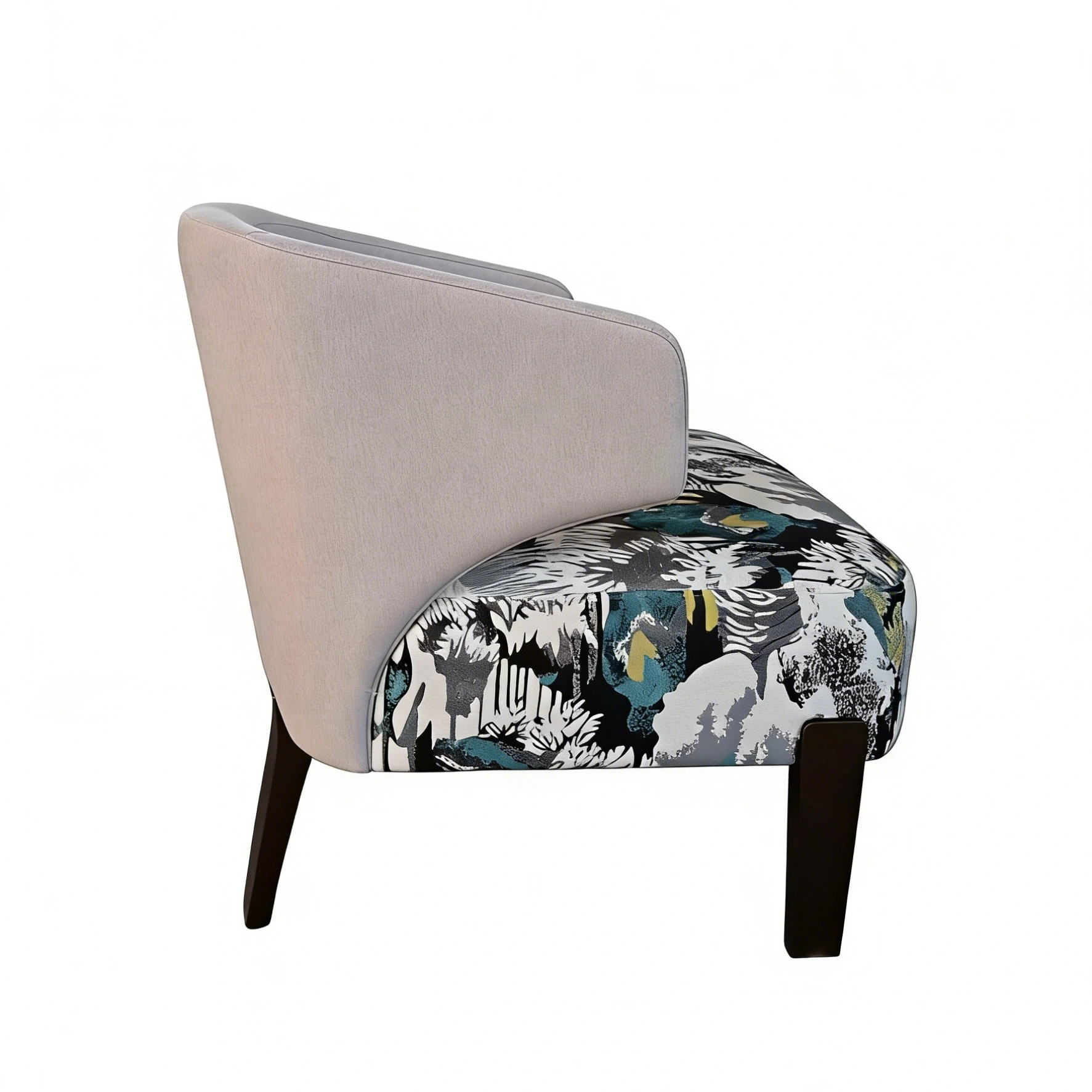 Hotel Lounge Chair - Two-Tone Fabric with Wood Legs | Modern Lounge & Lobby Seating Furniture L-1019 1