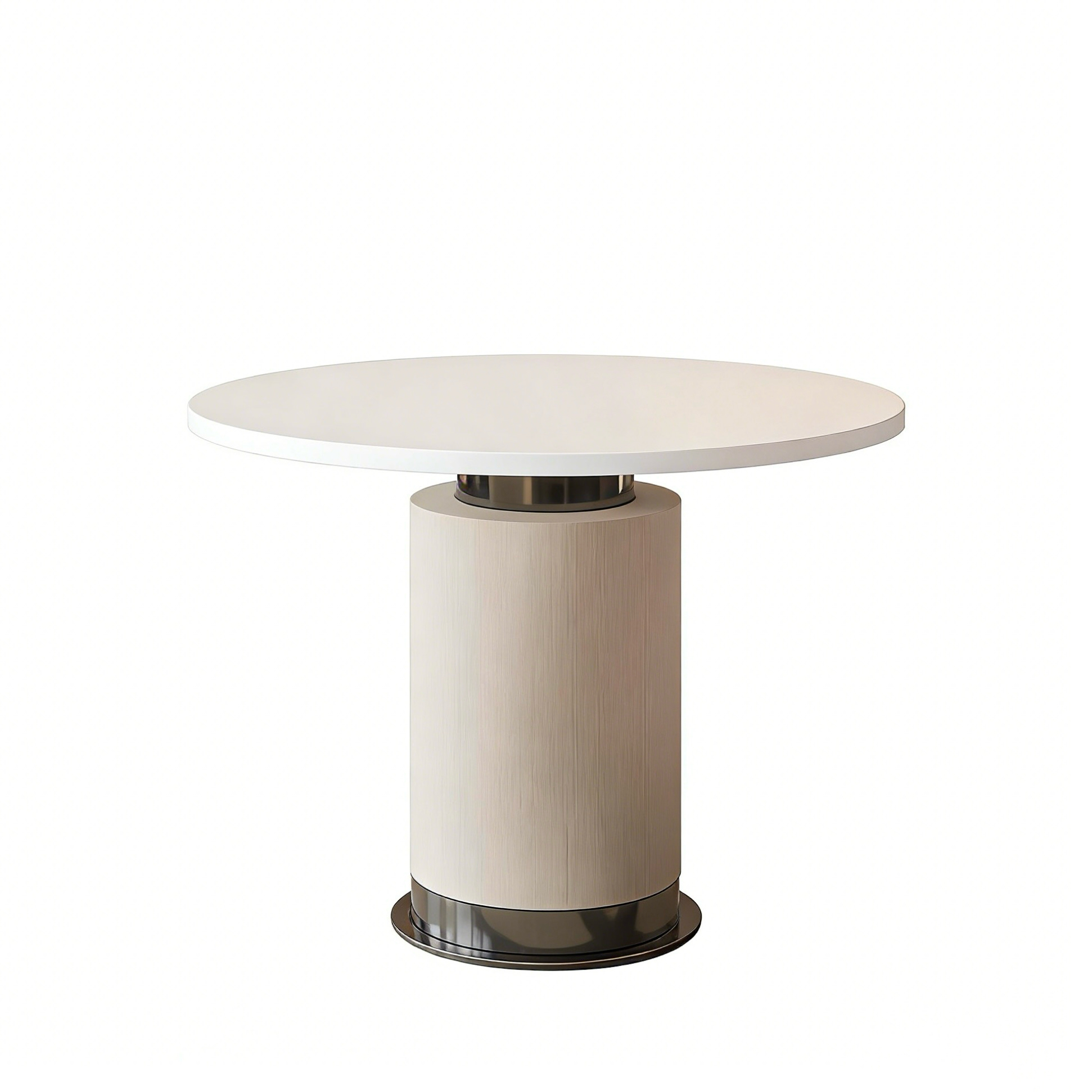Hotel Round Dining Table - White Top with Wood & Metal Base | Modern Restaurant & Lounge Furniture D-1020 1