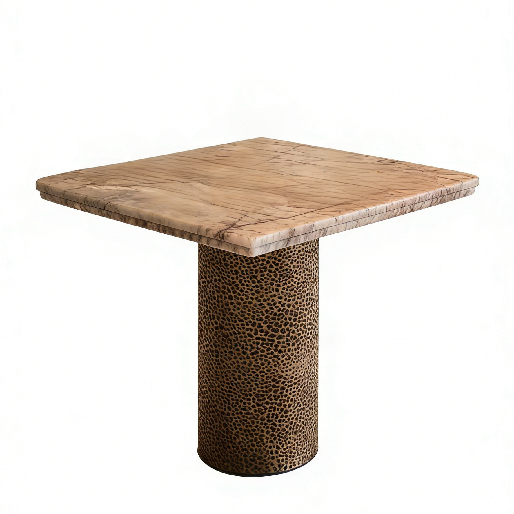 Hotel Square Dining Table - Marble Top with Leather Wrapped Base | Modern Restaurant & Lounge Furniture D-1021 1