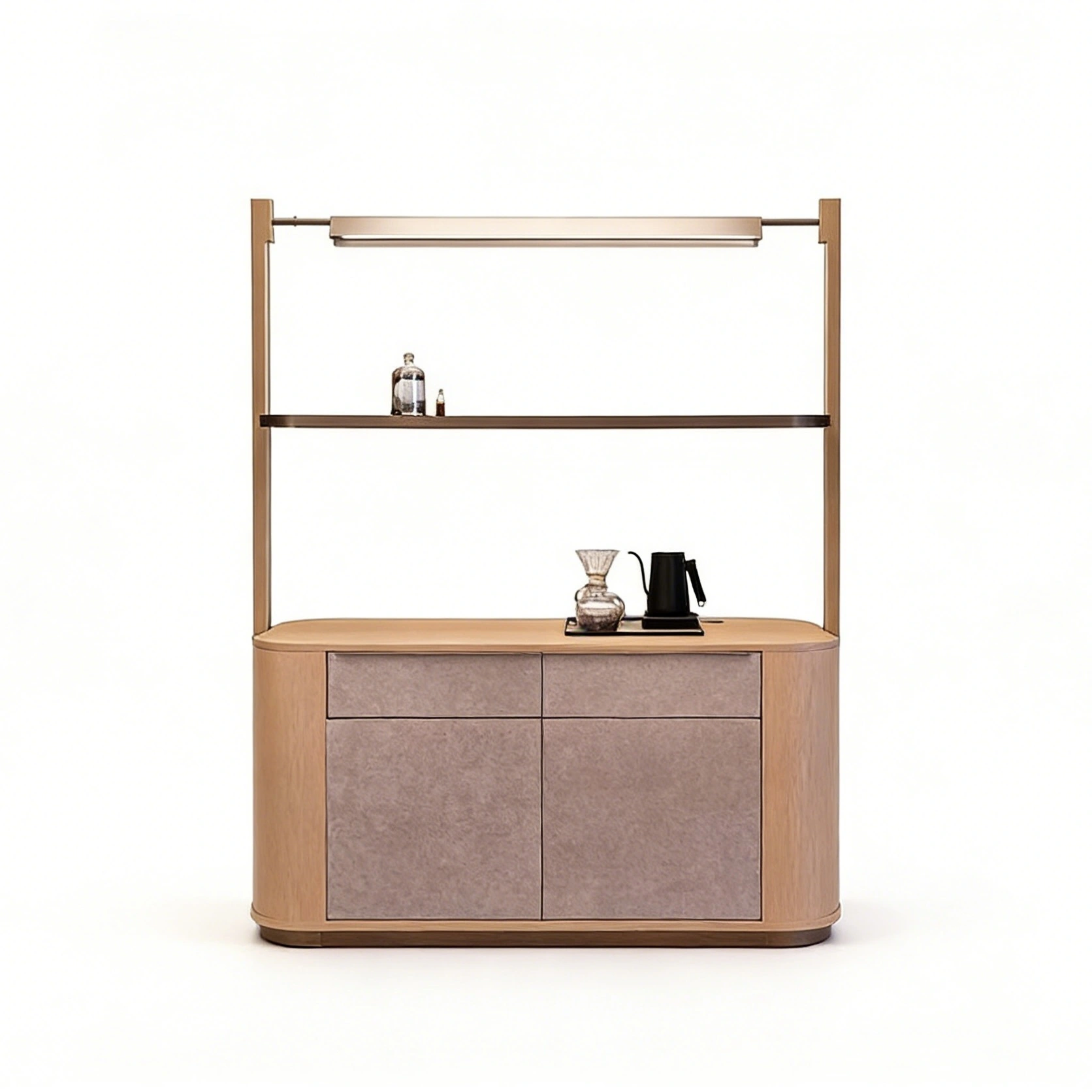 Hotel Minibar Cabinet - Wood Frame with Storage Drawers & LED Light | Luxury Hotel Room Furniture M-1020 1