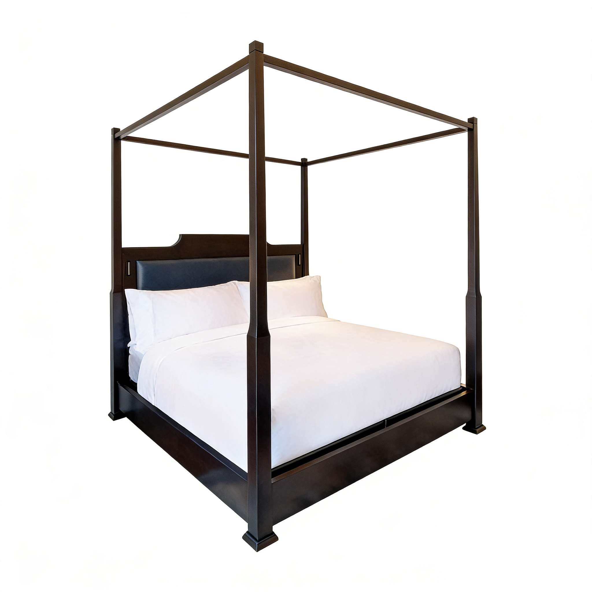 Hotel Canopy Bed - Solid Wood Frame with Upholstered Headboard | Luxury Guest Room Furniture B-1022 1