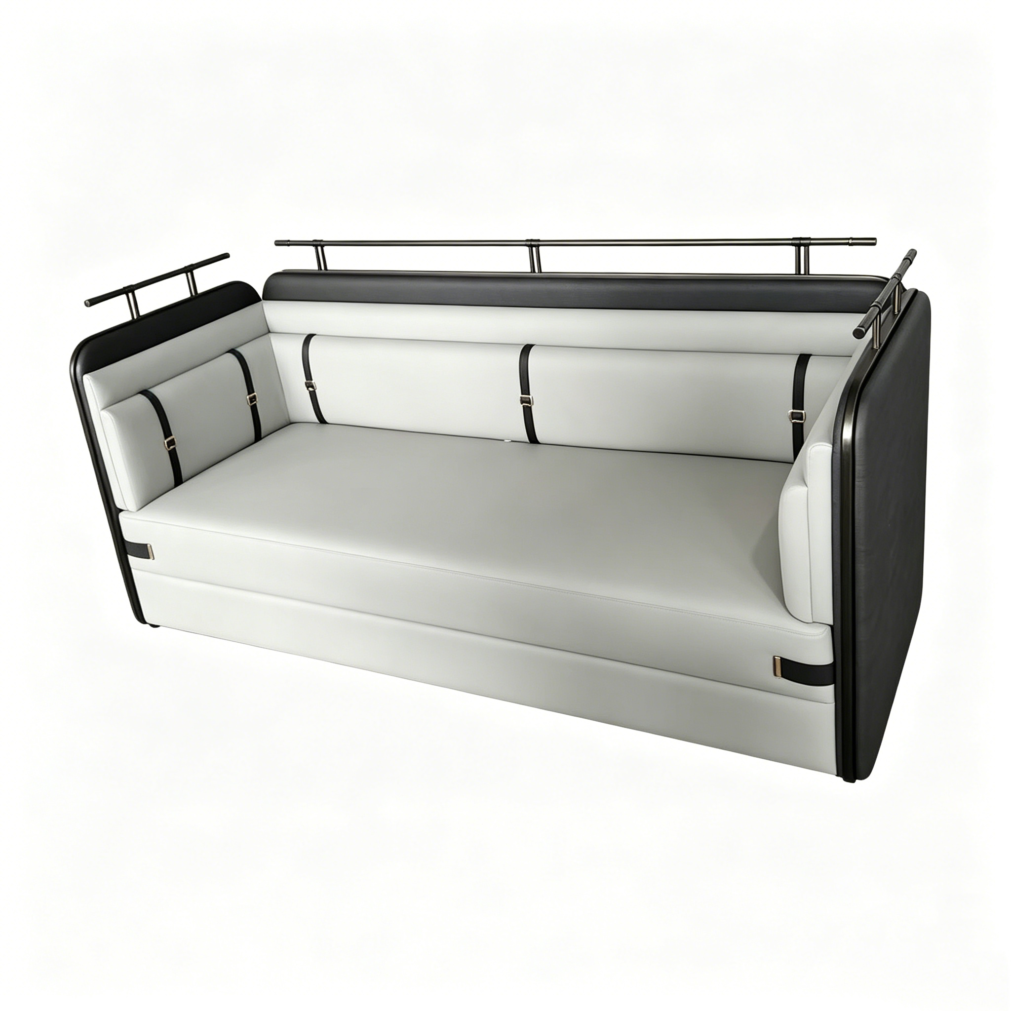 Hotel Sofa - Double sofa｜Faux Leather with Metal Accents | Modern Lobby & Lounge Seating S-1022 1