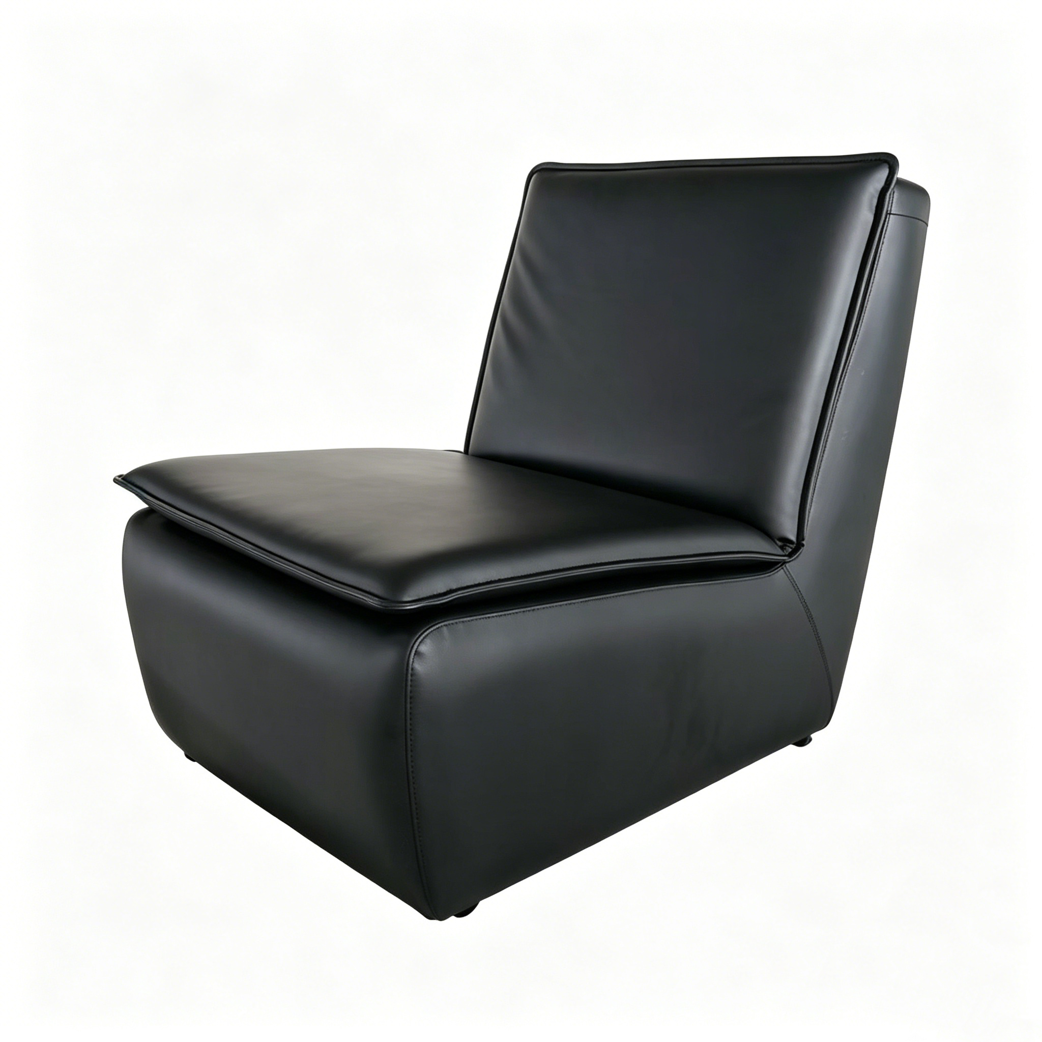 Hotel Lounge Chair - Faux Leather Upholstered Armless Chair | Modern Lobby & Guest Room Seating L-1022 1