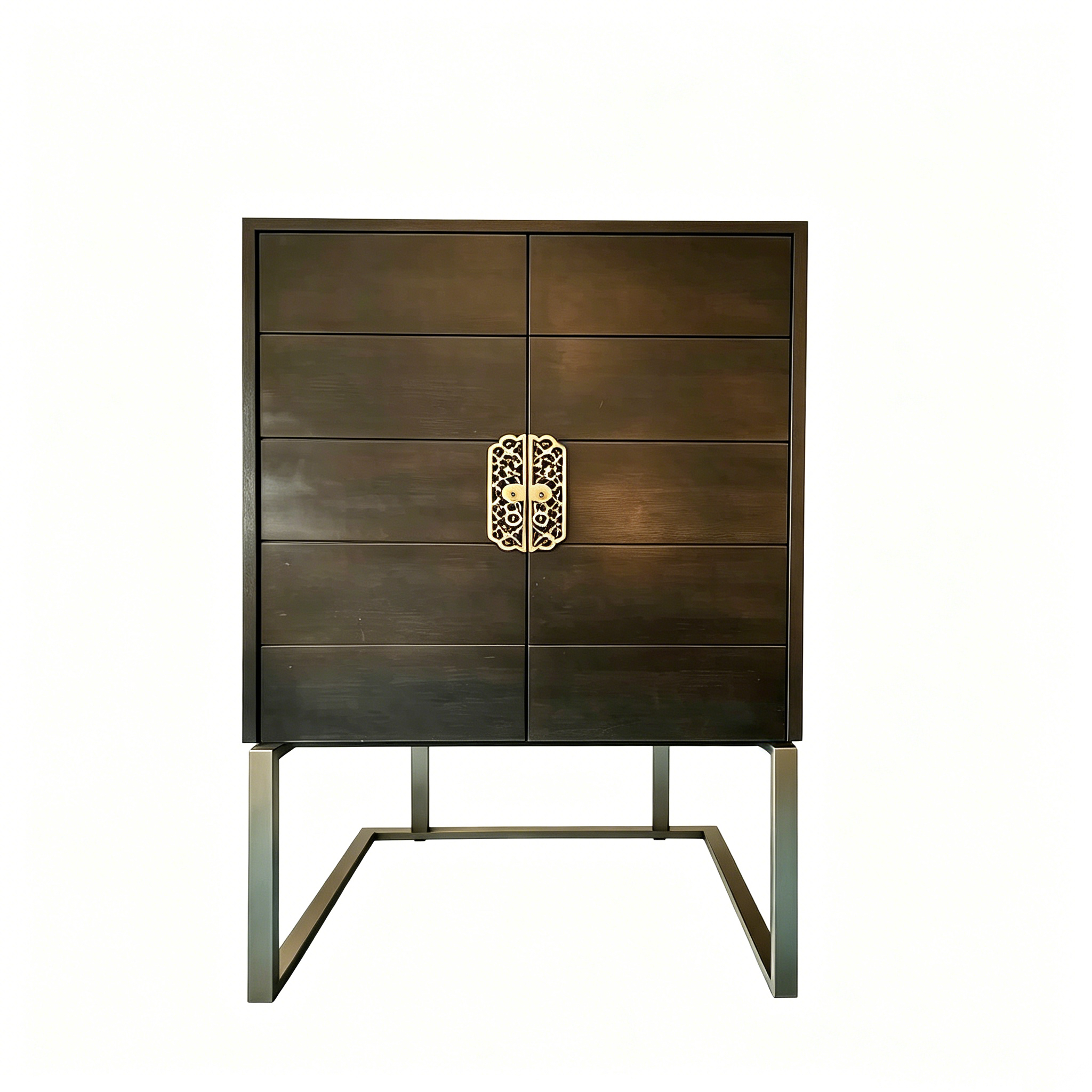 Hotel Minibar Cabinet - Solid Wood with Metal Base | Modern Guest Room Storage Furniture M-1023 1