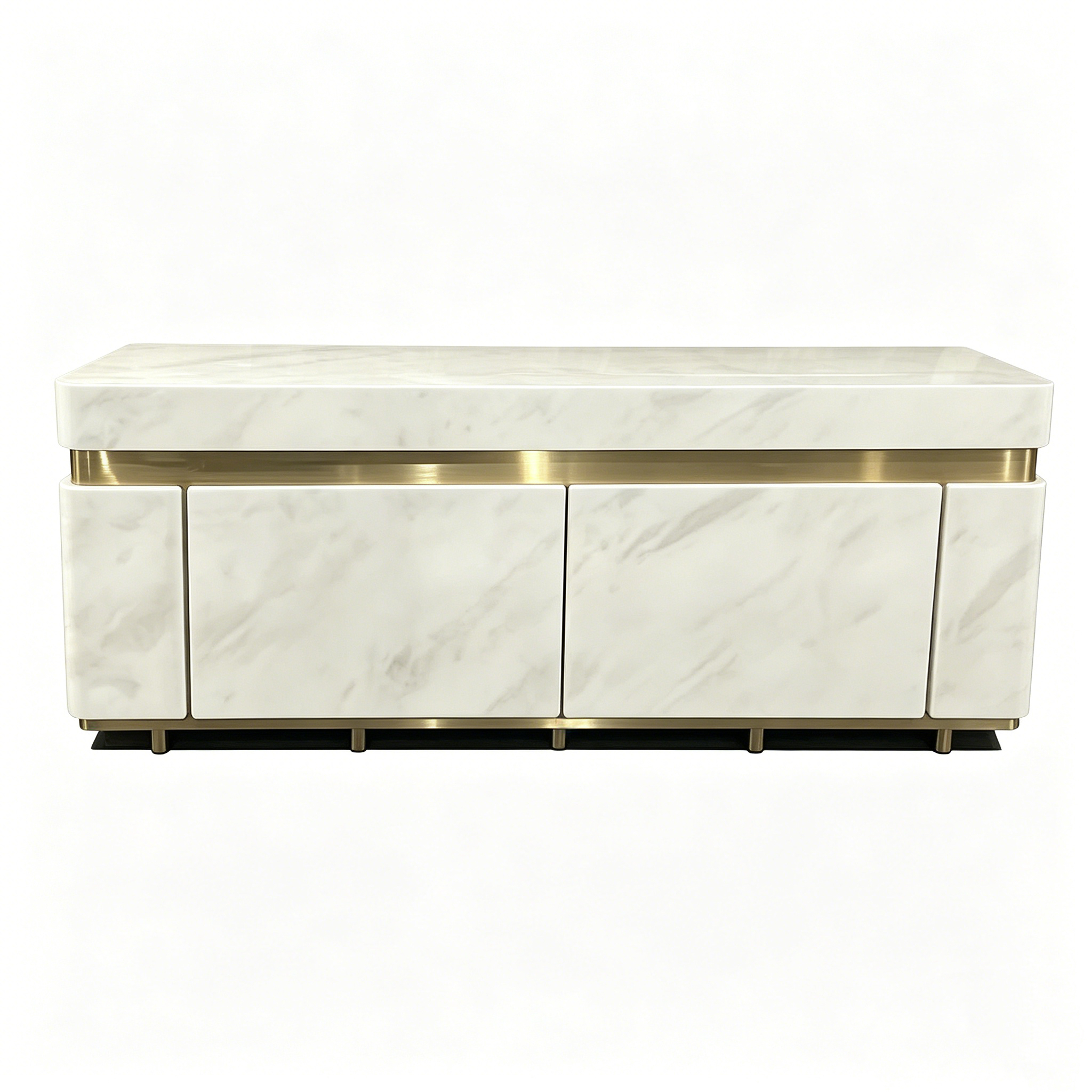 Hotel Sideboard Cabinet - Marble Finish with Metal Accent | Modern Lobby & Guest Room Storage O-1024 1