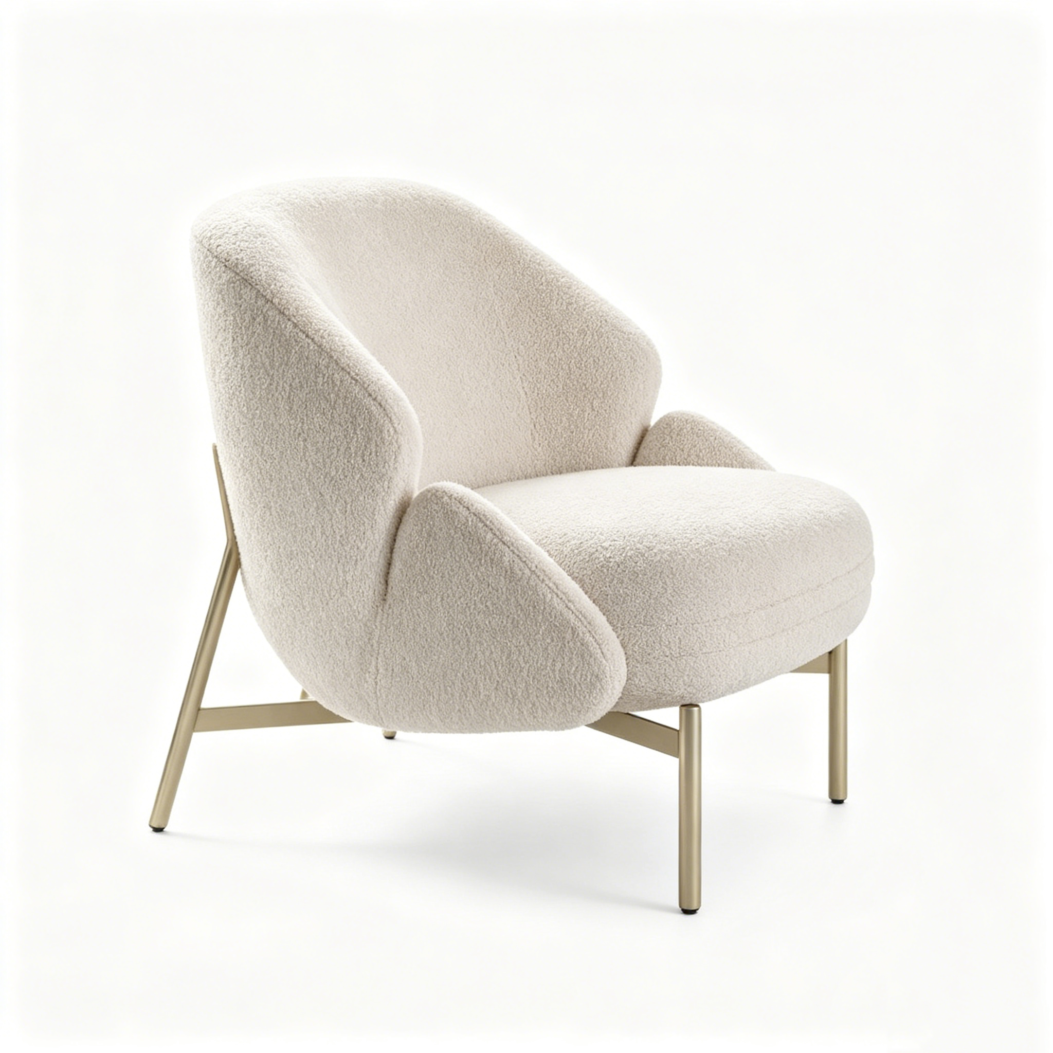 Hotel Lounge Accent Chair - Boucle Fabric Upholstery with Metal Legs | Modern Lobby & Guest Room Seating L-1026 1