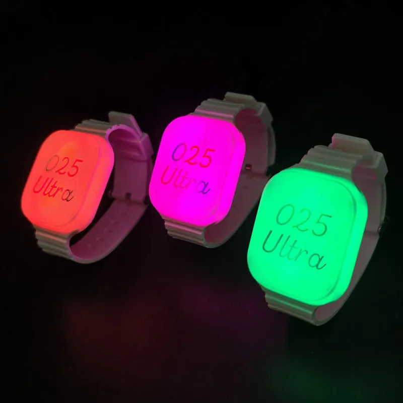 Interactive RGB LED bracelets with DMX 512 sync for large events
