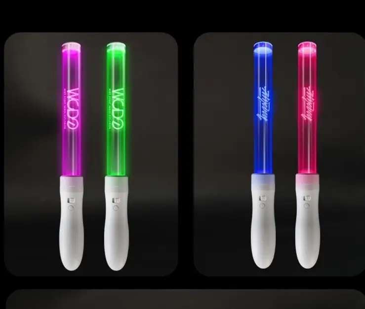 Handheld remote control LED cheer sticks with multi-color synchronized lighting effects