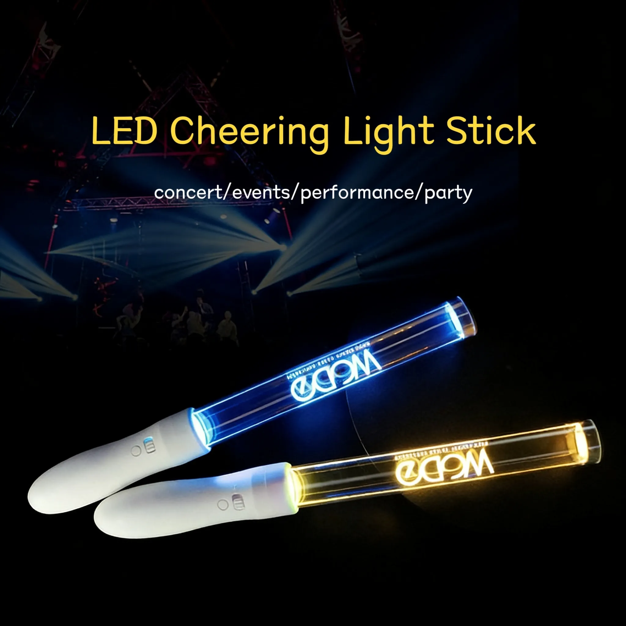 RF controlled LED light sticks with 400-1000m signal range in large concert arena