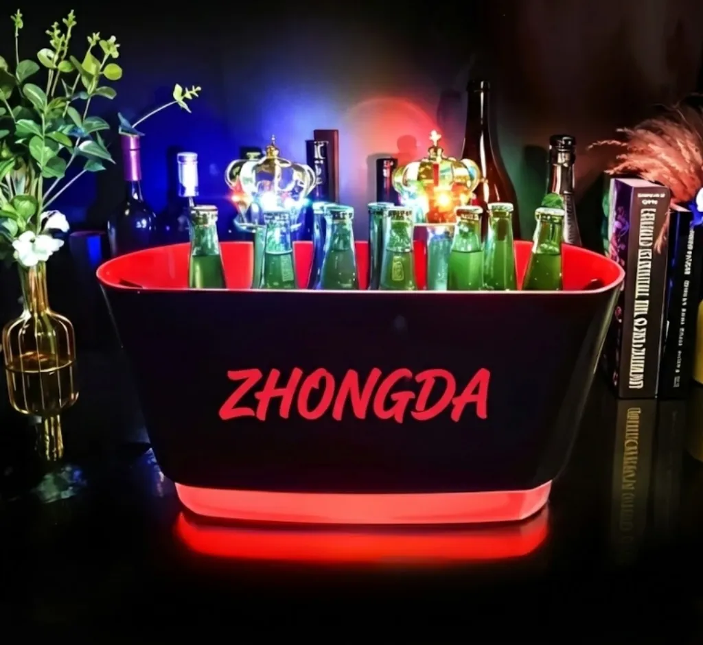 Rechargeable LED ice bucket with custom logo for nightclub VIP table service