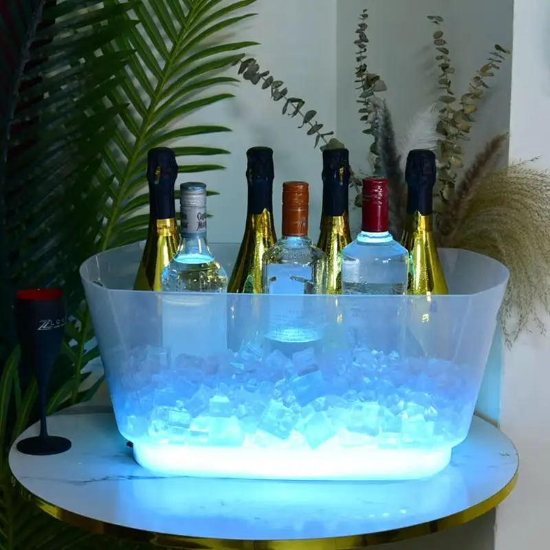 Clear LED ice bucket 16L for bottle presentation on VIP tables