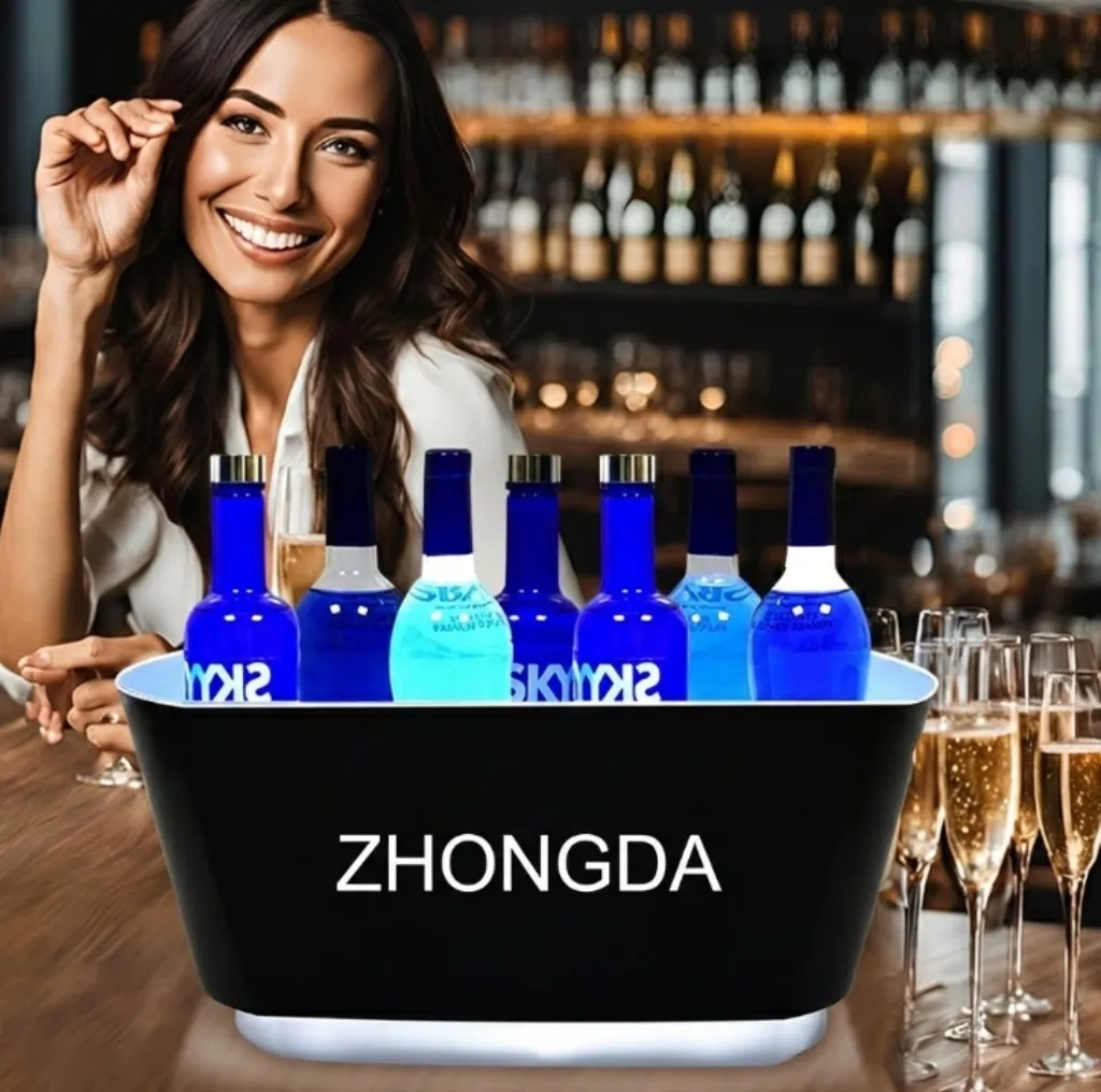 LED ice bucket with logo laser for nightclub