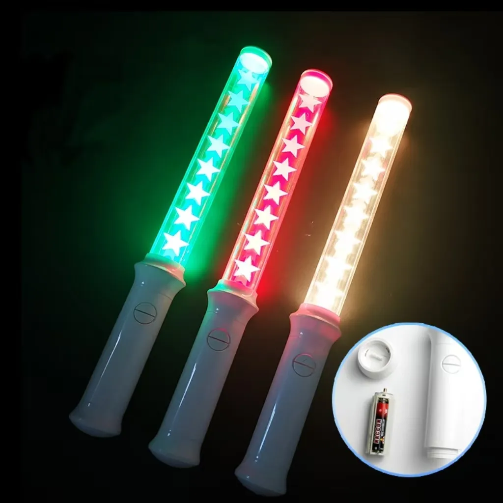 Field-replaceable battery compartment of custom printed LED concert light stick