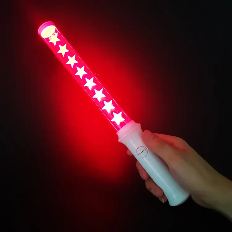 Lightweight LED concert stick with vibrant red star pattern glow for fans