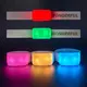 Full-surface printed textile LED bracelet showing high-definition logo branding.
