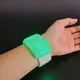 K-pop fandom custom elastic LED bracelet with green and pink illumination and high-visibility printing.