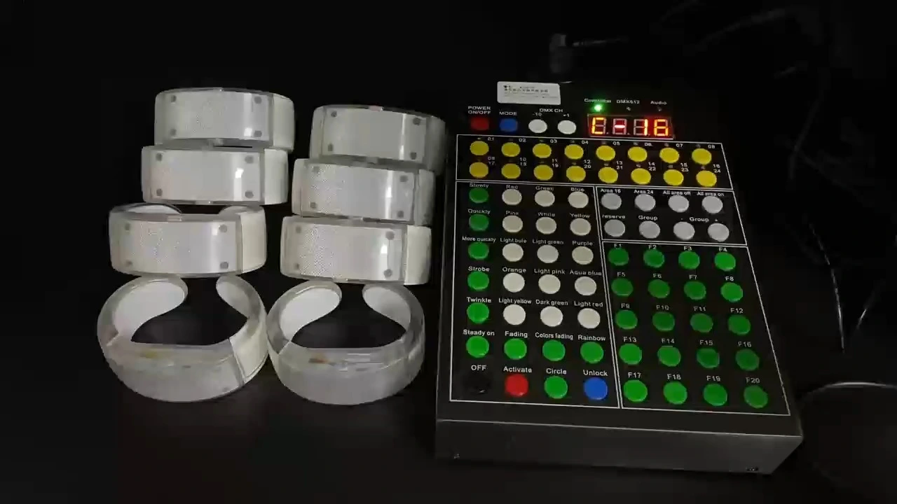 Rechargeable LED wristbands with RF remote control for Events