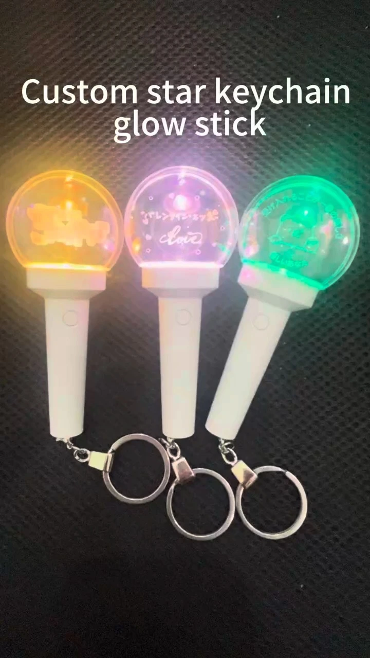 Mini light stick keychains with glowing acrylic tops for fan events 