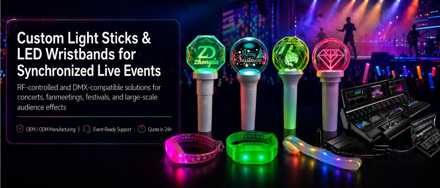 Custom Light Sticks & LED Wristbands for Synchronized Live Events